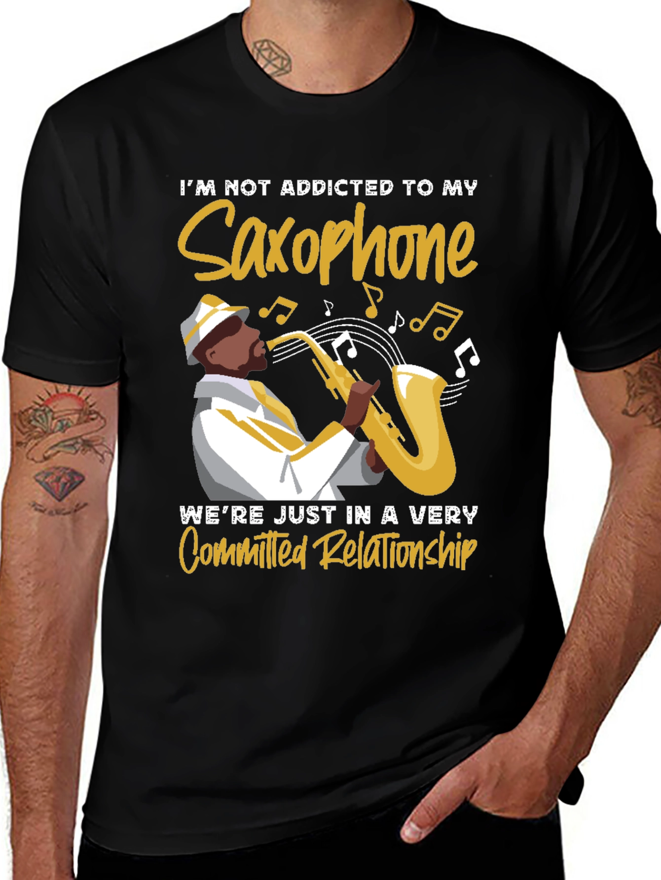 Variant 19 of Saxophone Lover T-Shirt: Committed Relationship Tee