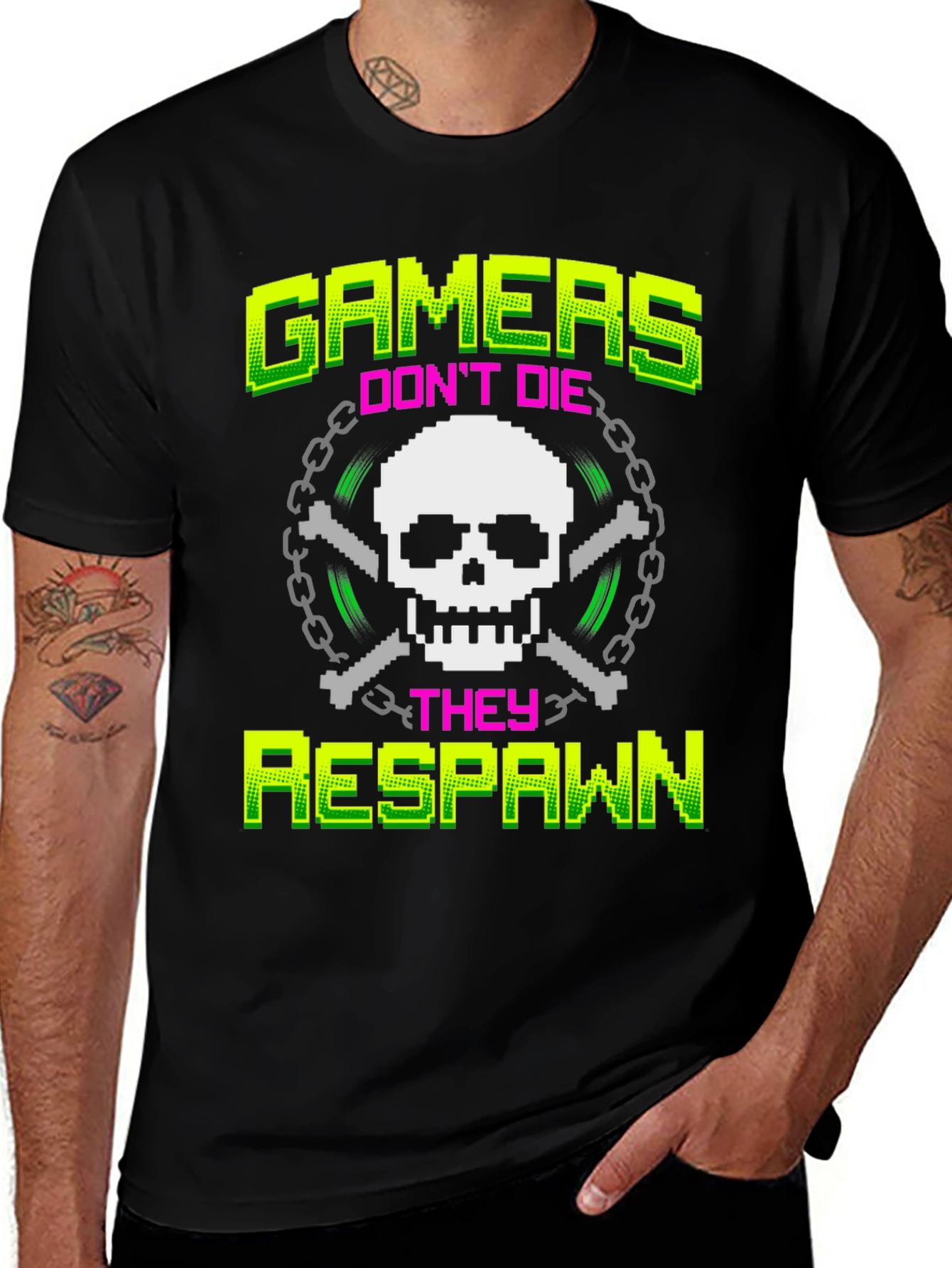 Variant 7 of Gamers Don't Die They Respawn Black T-Shirt