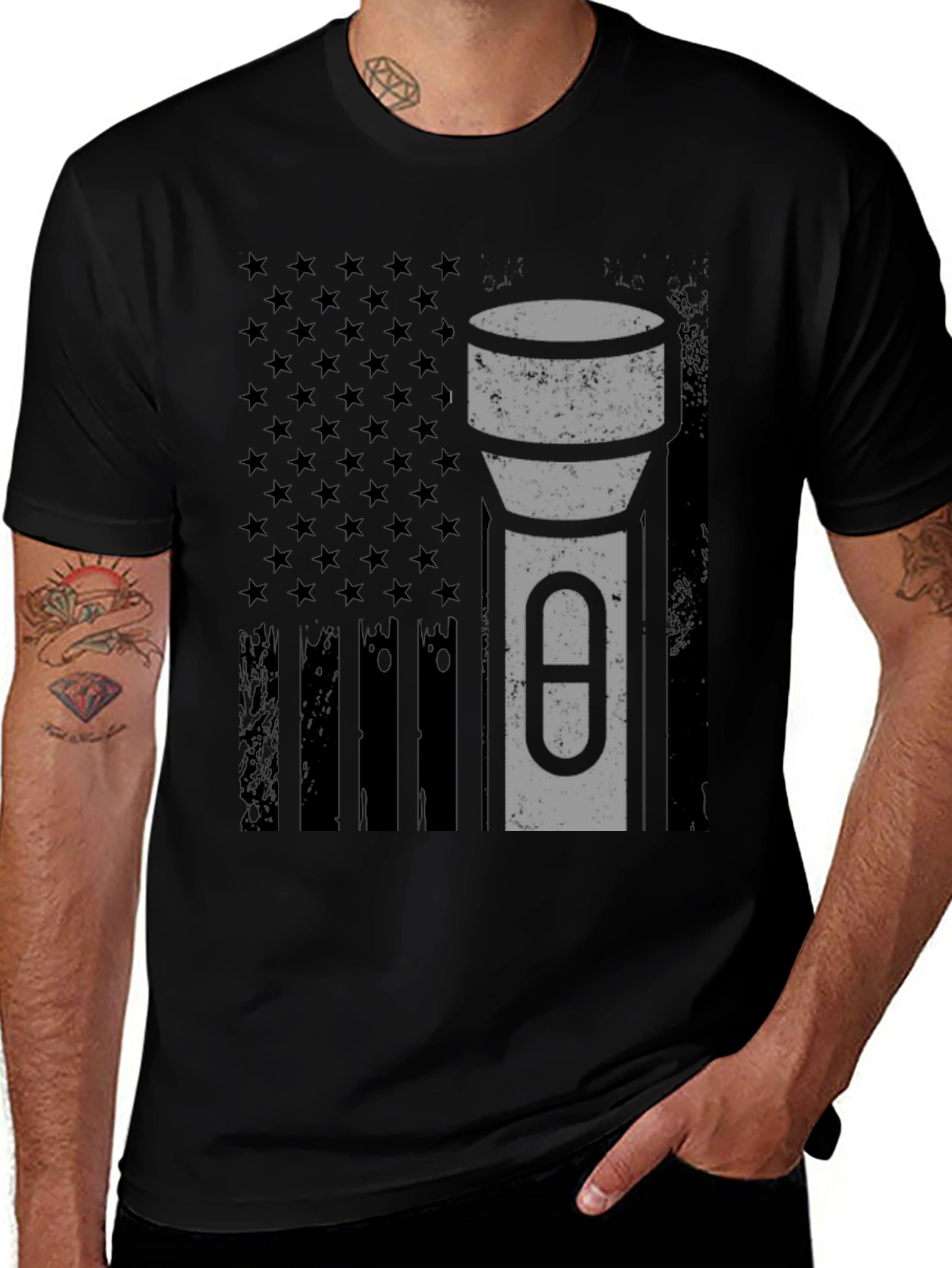 Variant 2 of American Flag Tactical Flashlight T-Shirt