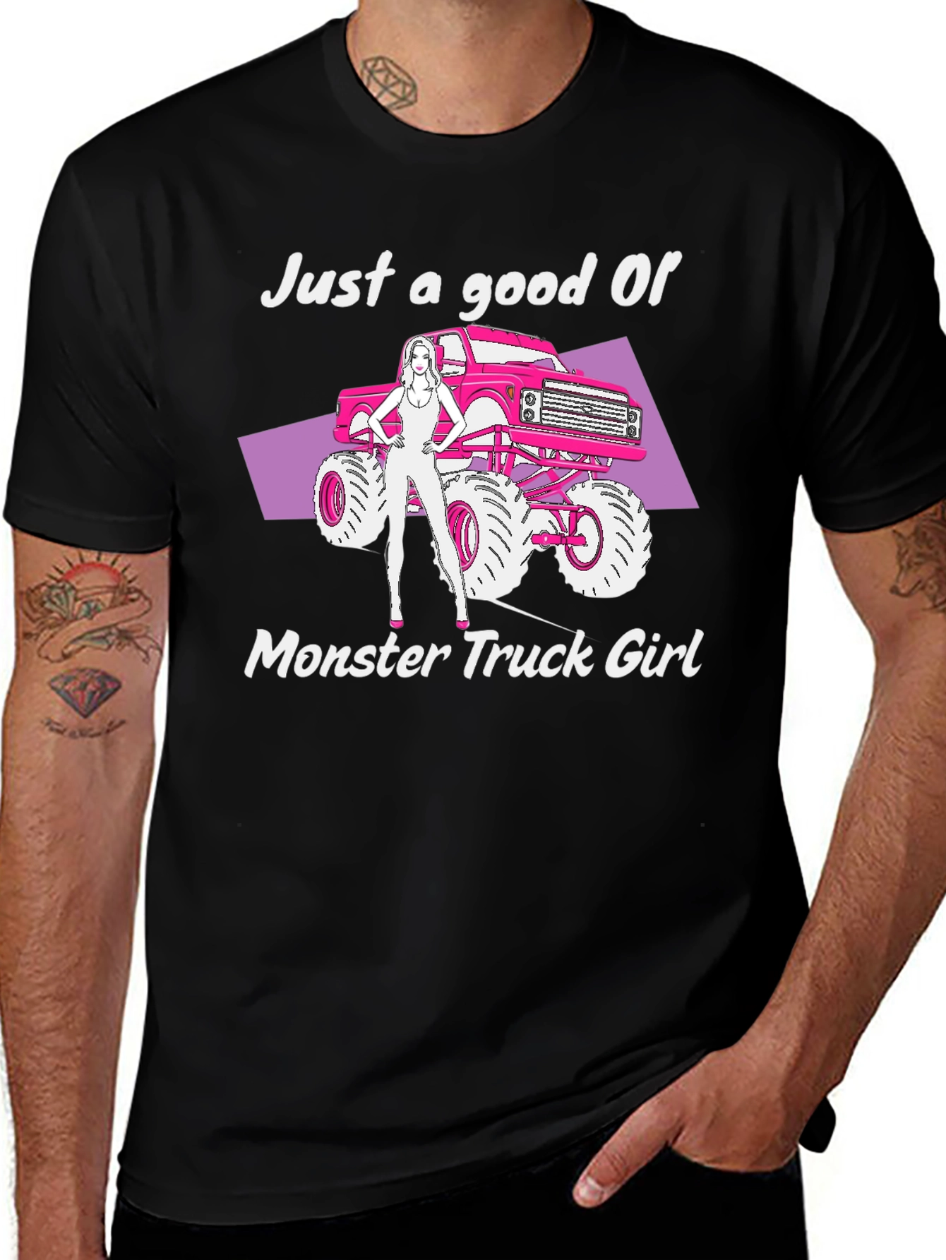 Variant 7 of Monster Truck Girl Graphic Tee - Black
