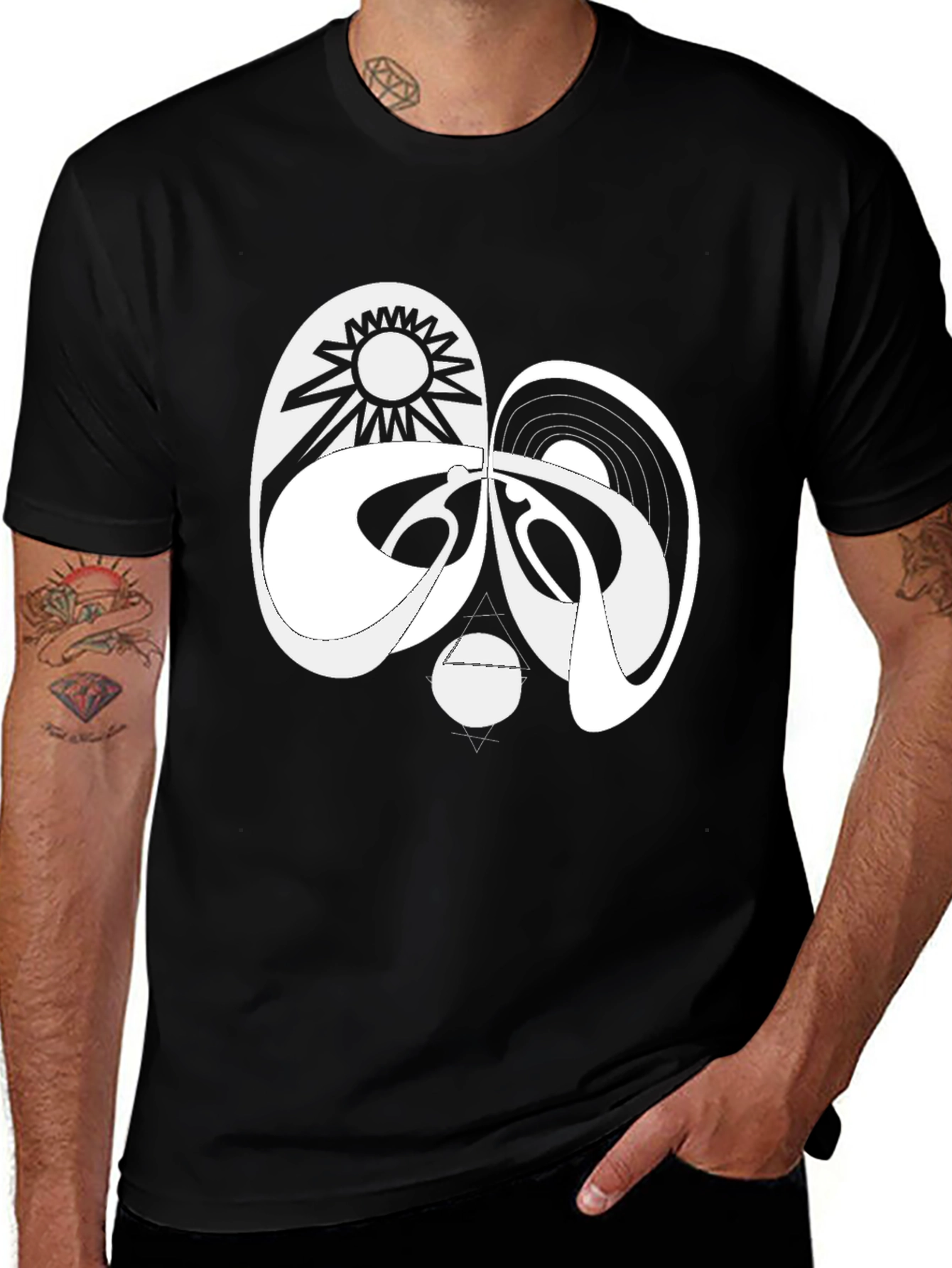 Variant 28 of Abstract Graphic Tee - Black Cotton Blend T-Shirt