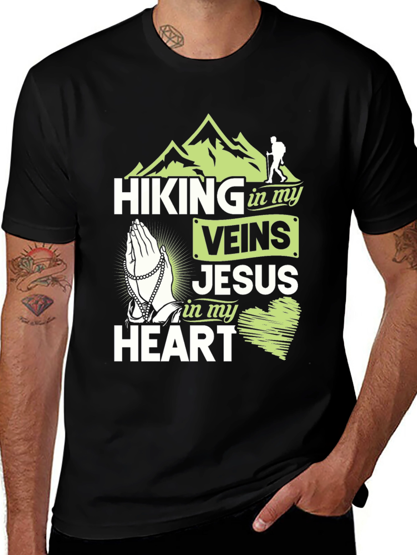 Variant 21 of Hiking Jesus T-Shirt: Veins, Heart, Mountains
