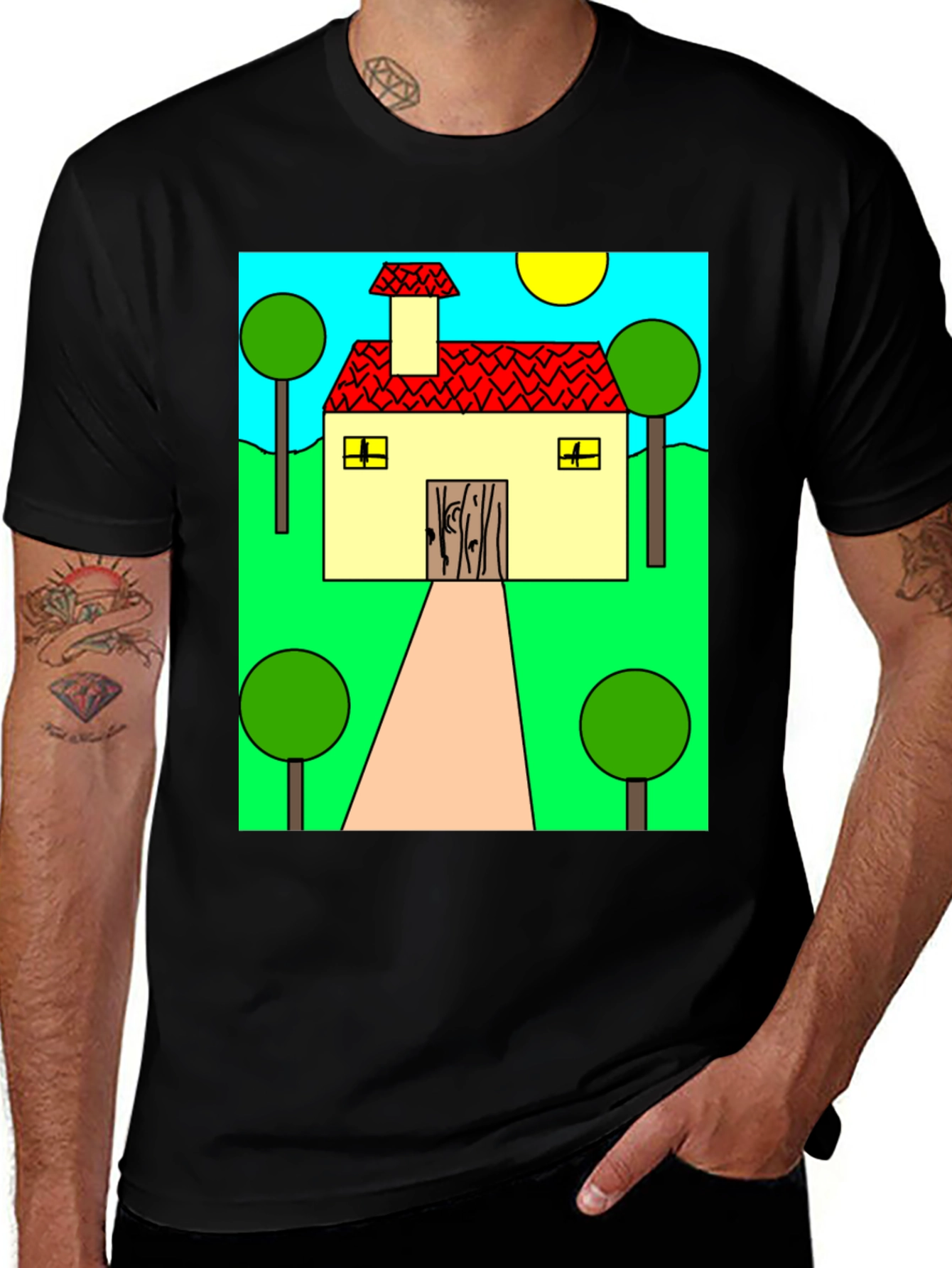 Variant 6 of Whimsical Cartoon House Graphic Tee
