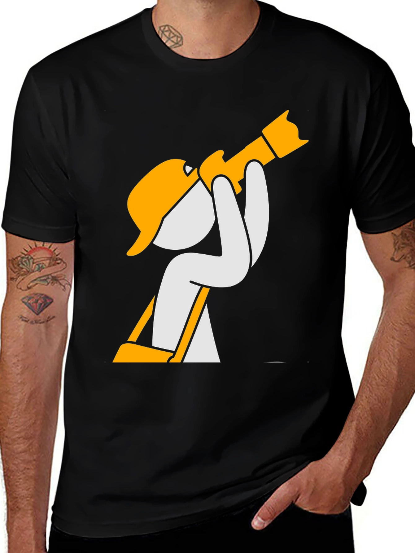 Variant 11 of Construction Worker Cartoon Graphic T-Shirt