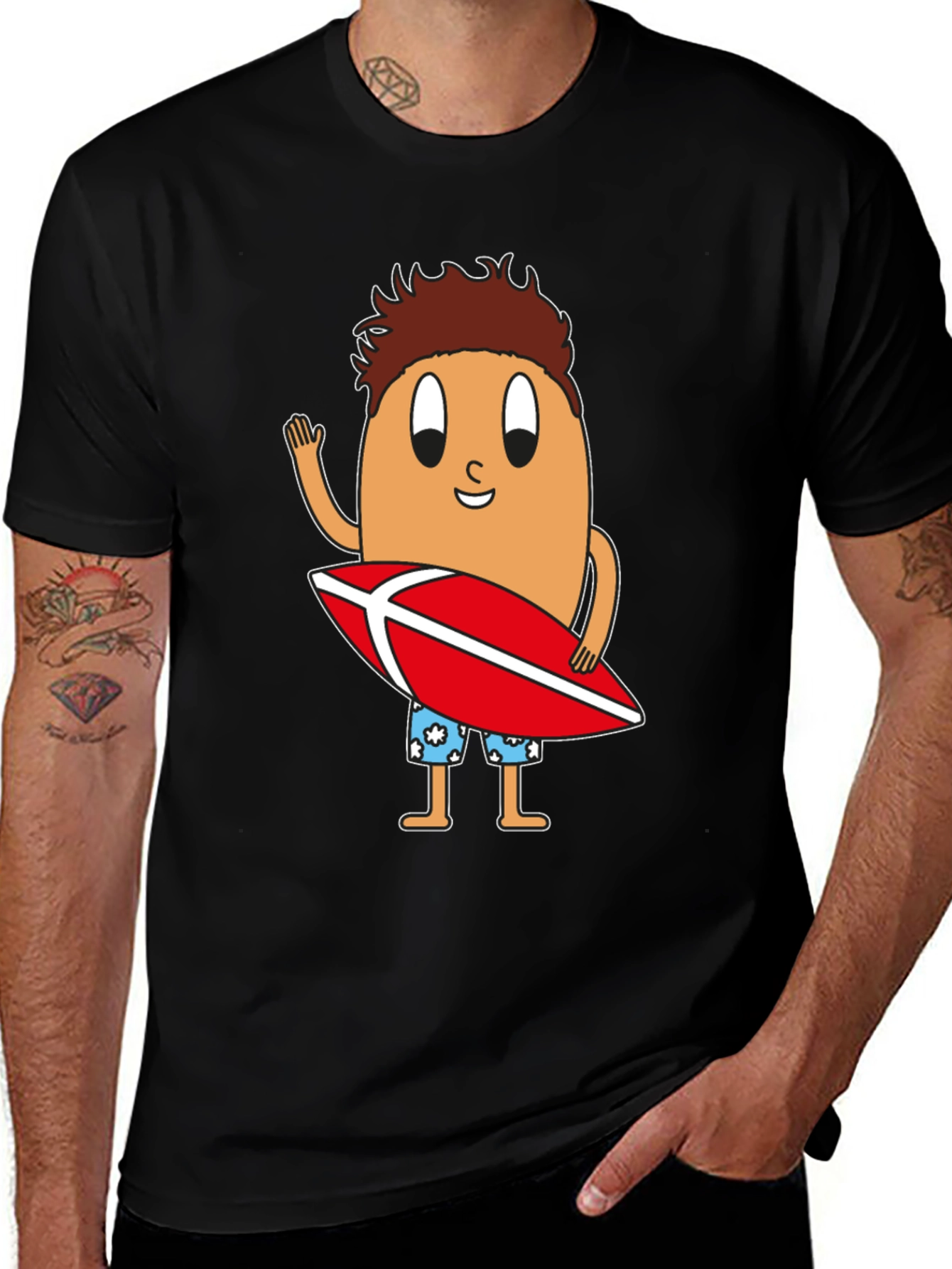 Variant 4 of Funny Surfing Egg Cartoon Graphic T-Shirt