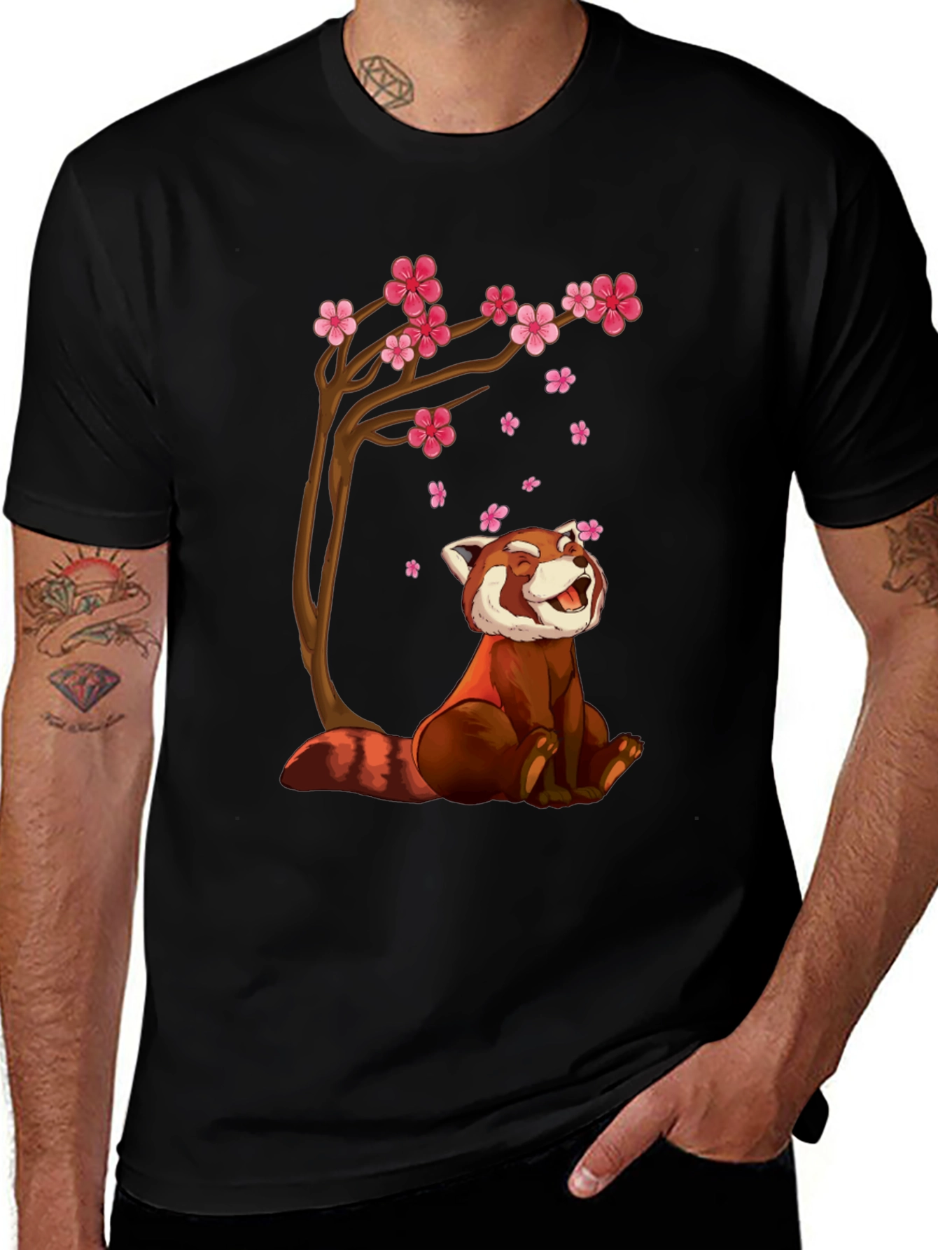 Variant 28 of Red Panda Blossom Tree Graphic Tee