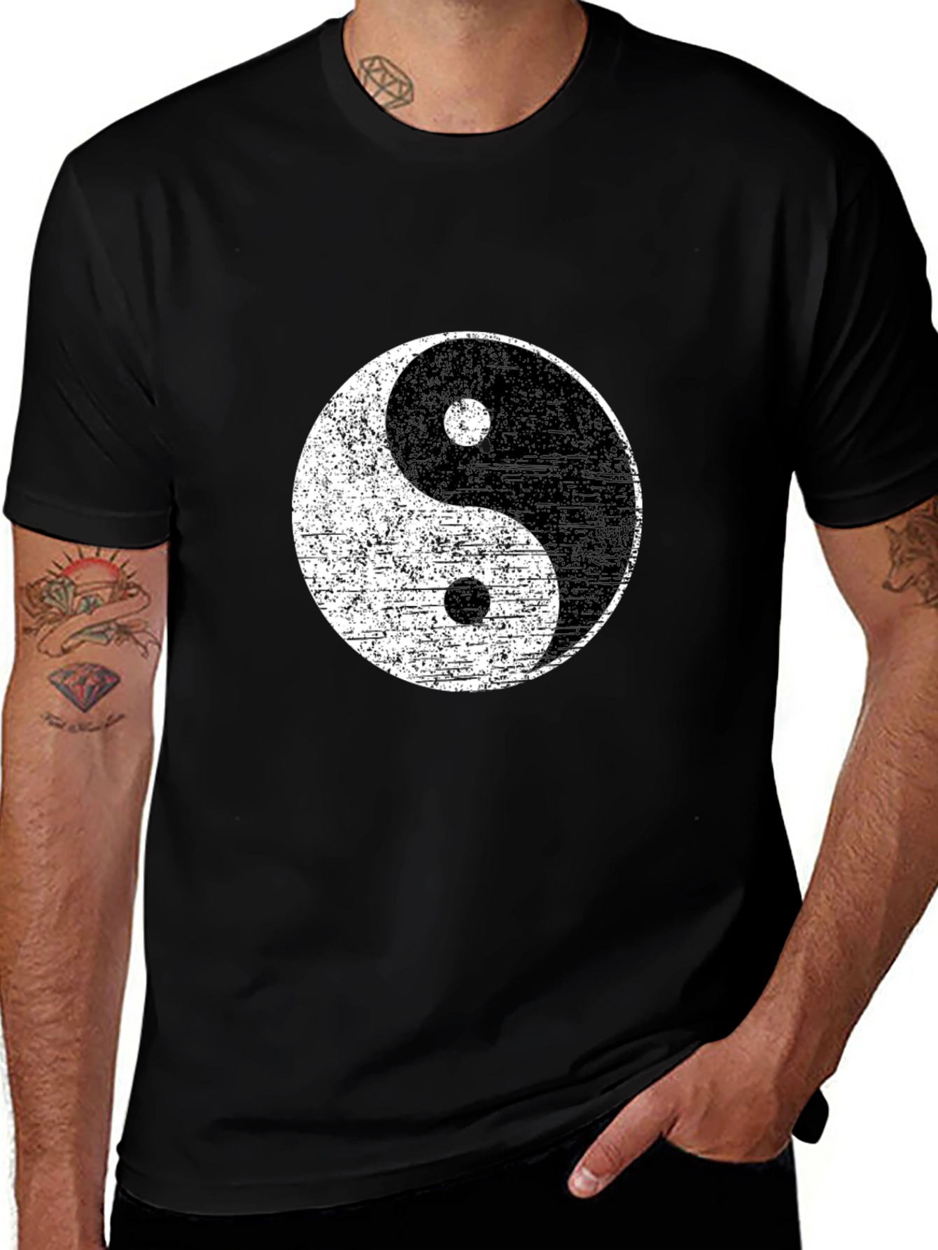 Variant 9 of Yin Yang Graphic Tee - Black Cotton T-Shirt for Men