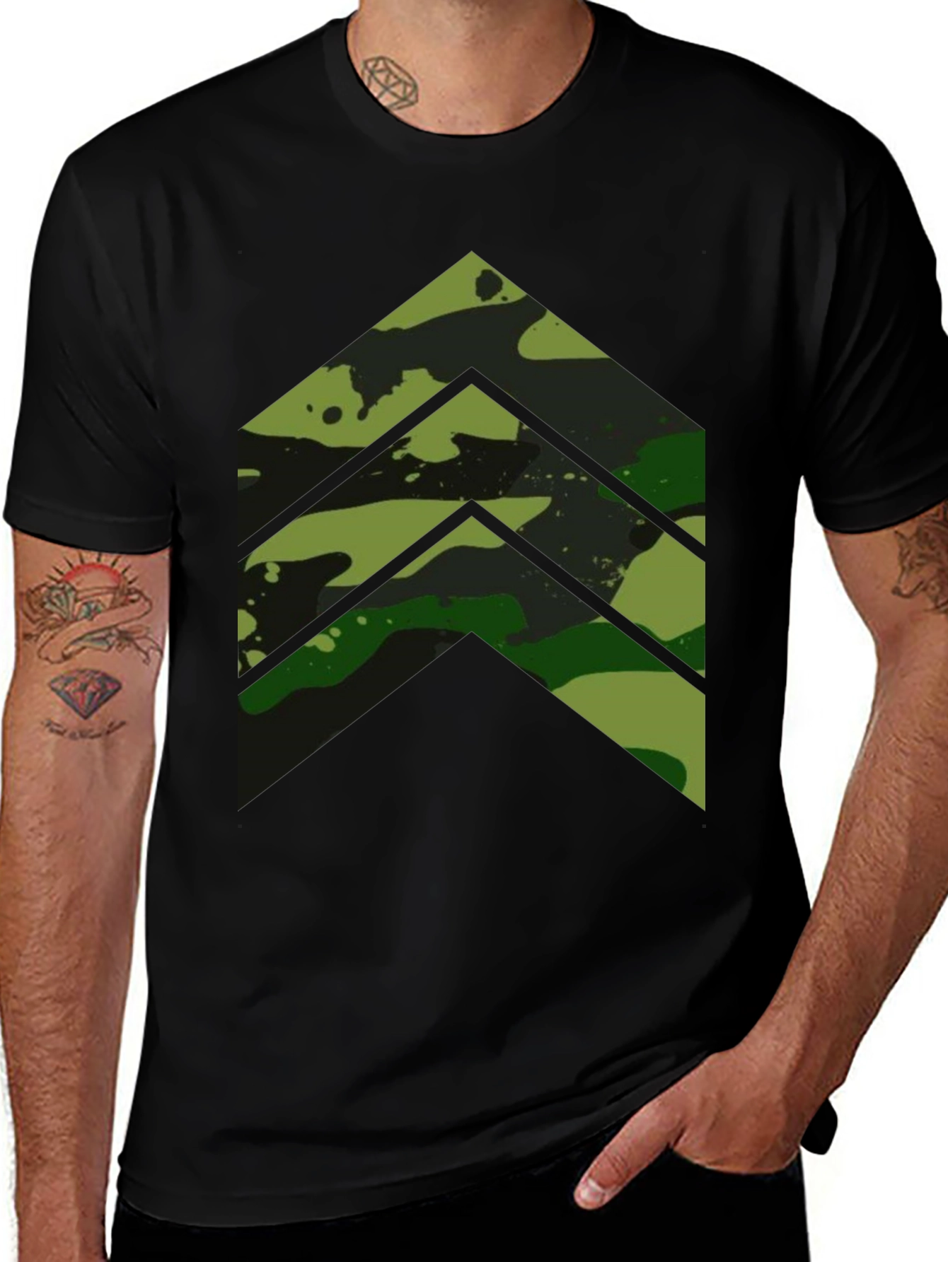 Variant 11 of Camo Chevron Graphic Tee - Modern Streetwear