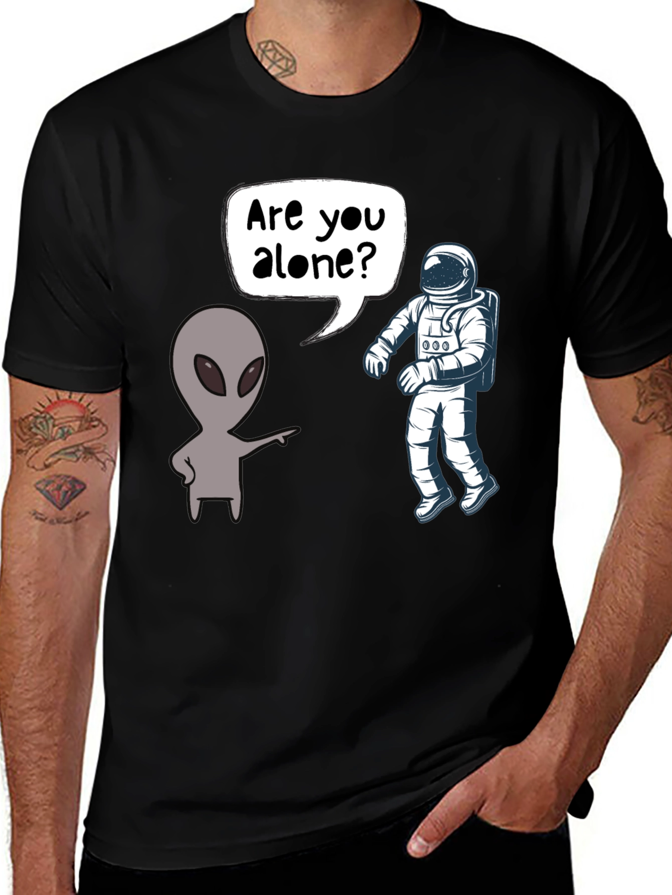 Variant 22 of Alien & Astronaut T-Shirt - Are You Alone?