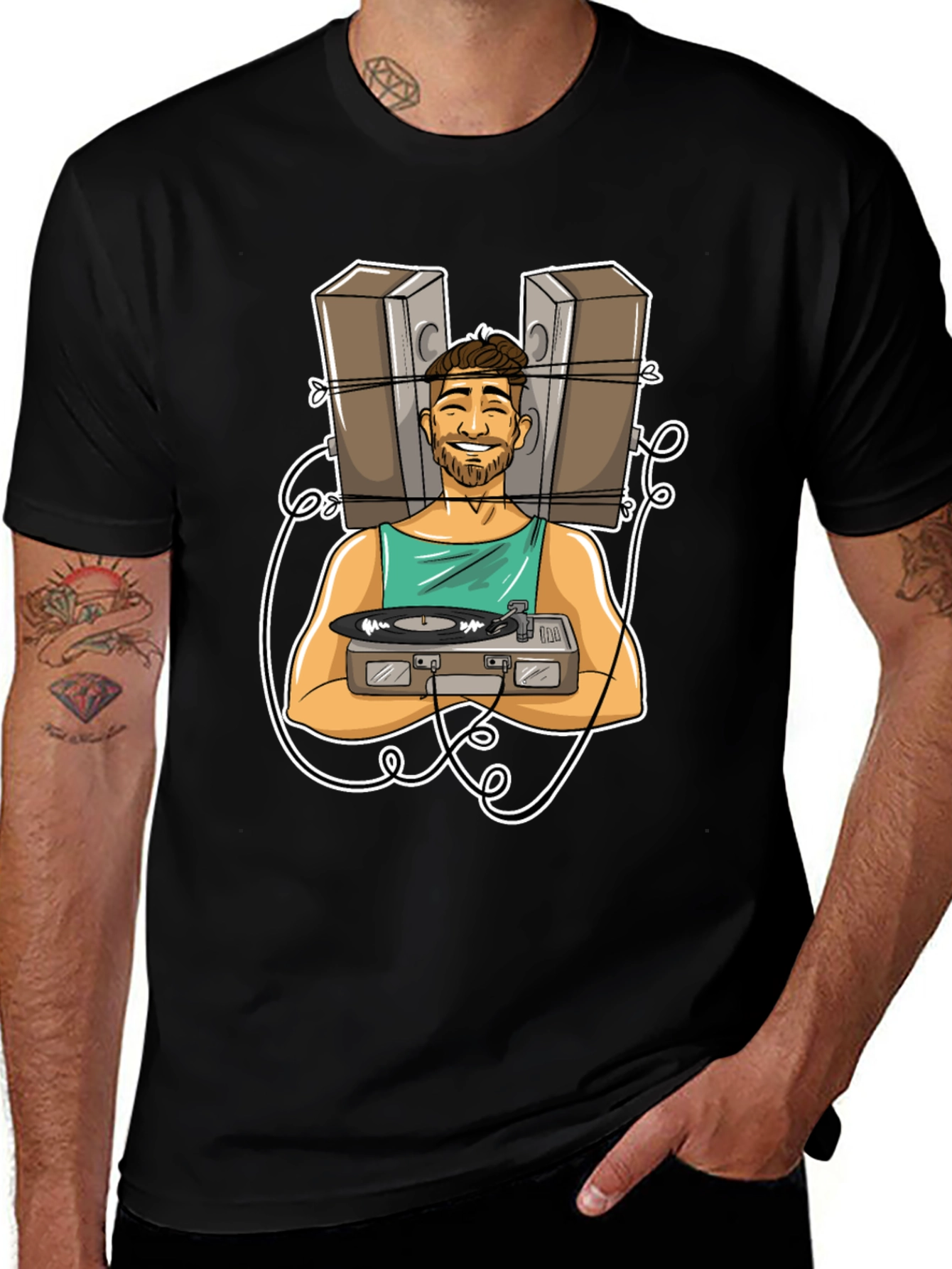 Variant 27 of DJ Graphic Tee - Musician Cartoon Design