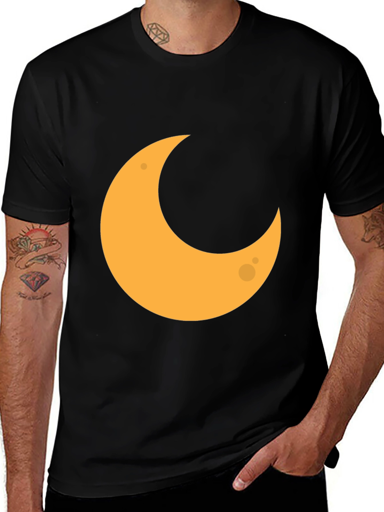 Variant 15 of Crescent Moon Graphic Black T-Shirt - Casual Style