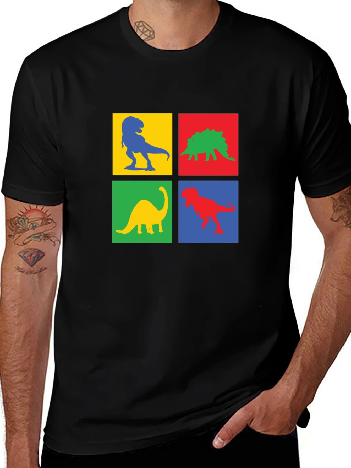 Dinosaur Squares Graphic Tee - Black T-Shirt