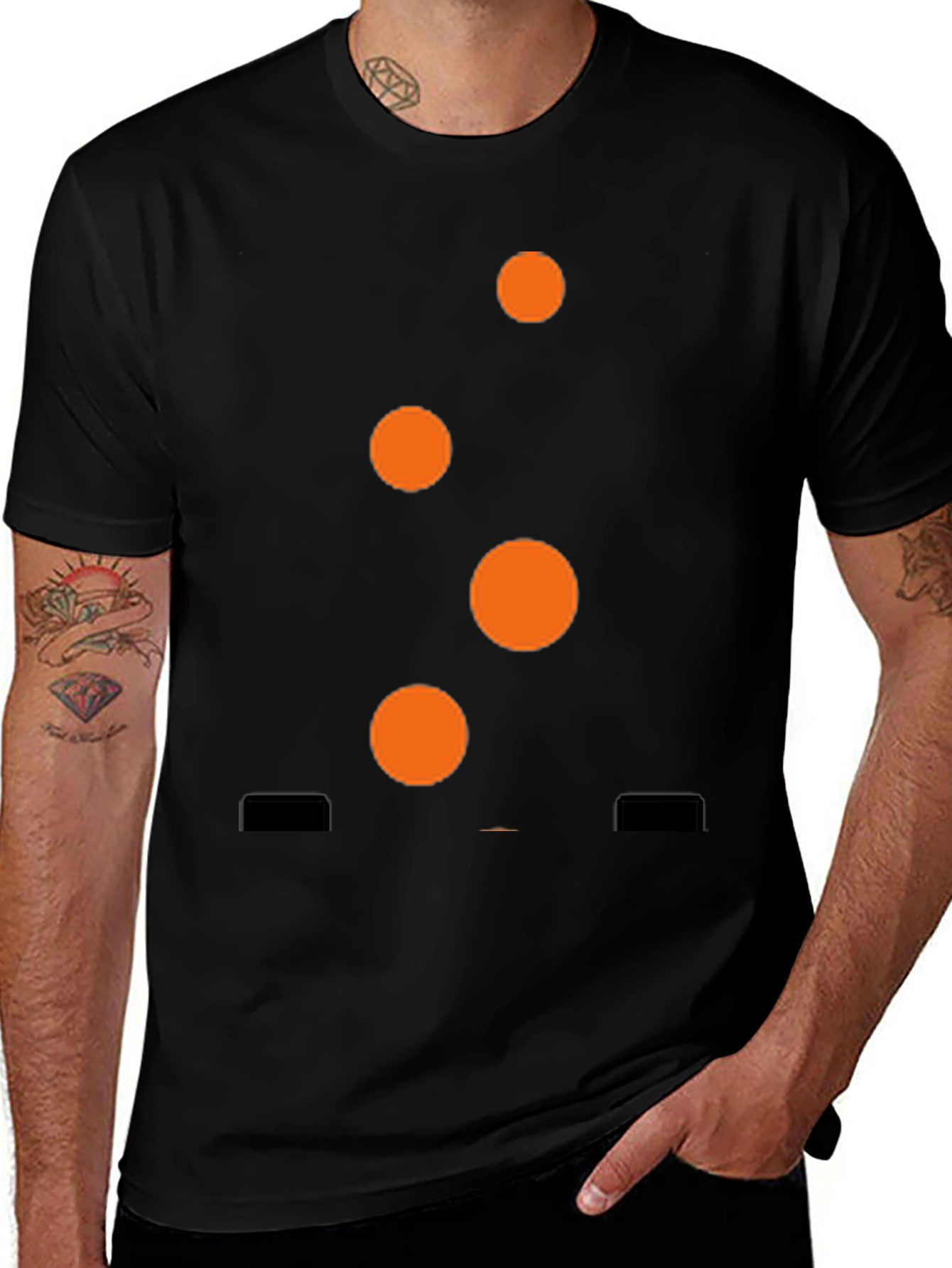 Variant 21 of Orange Dot Design Black T-Shirt