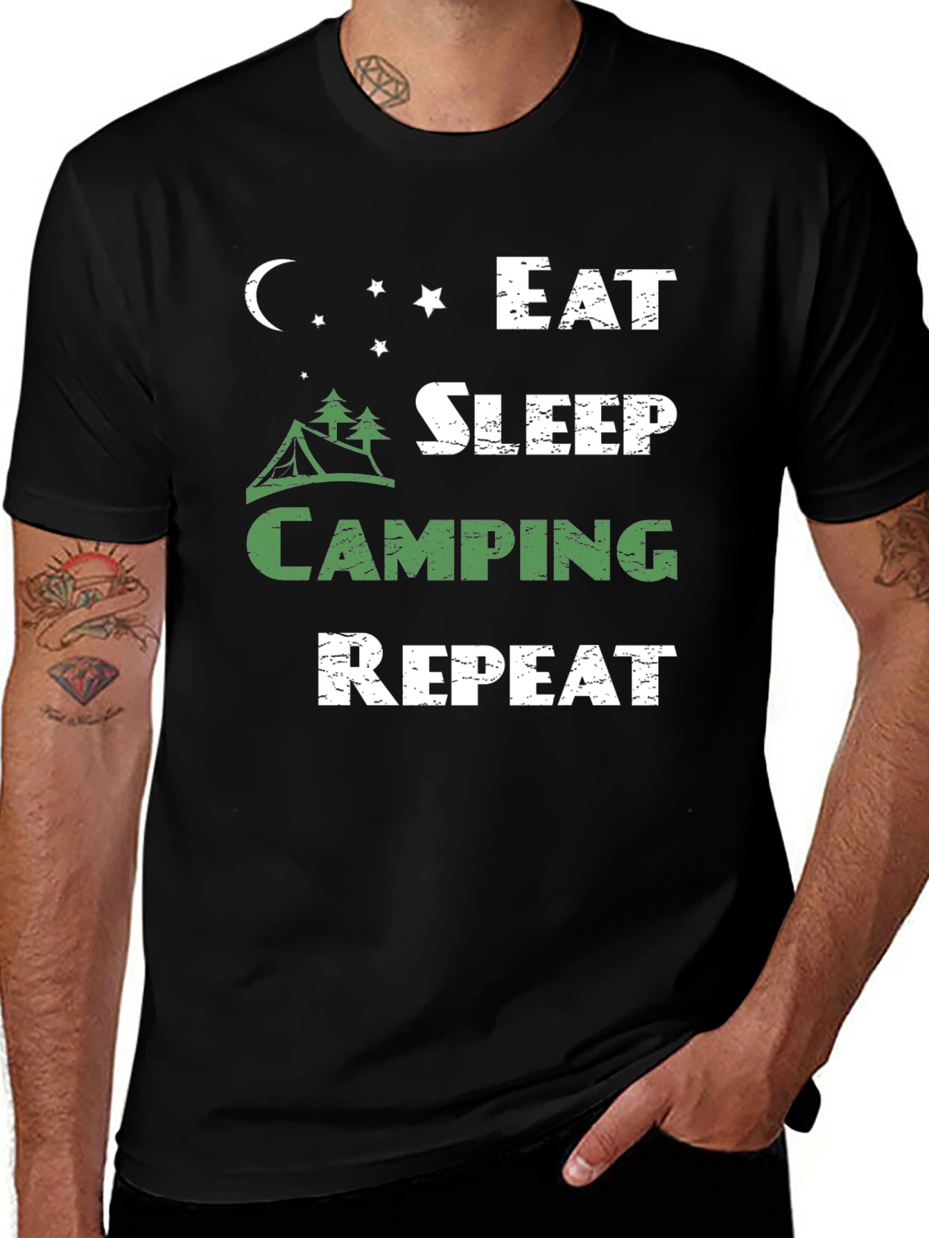 Variant 22 of Eat Sleep Camping Repeat Black T-Shirt