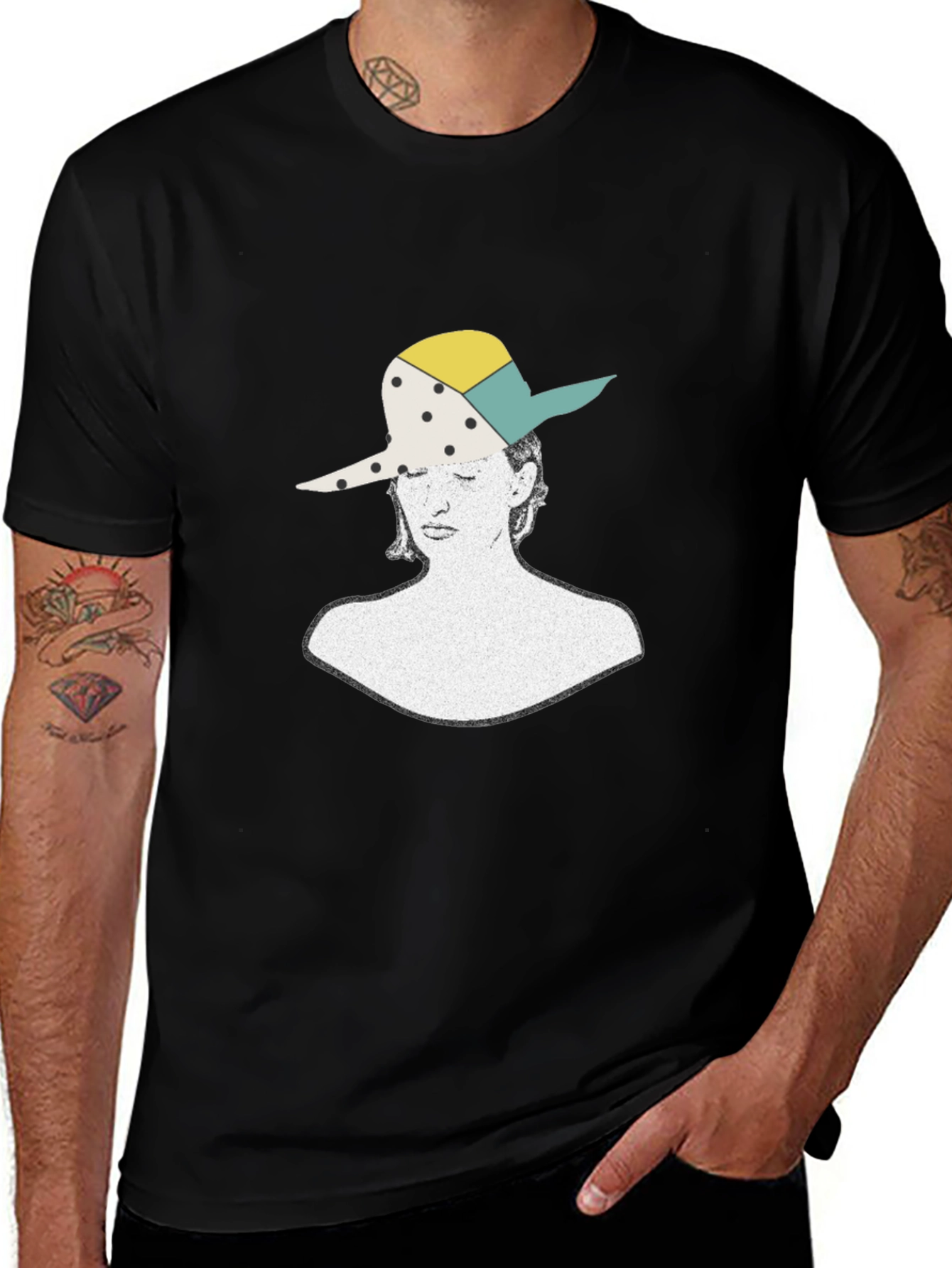 Variant 20 of Black T-Shirt with Artistic Woman Portrait