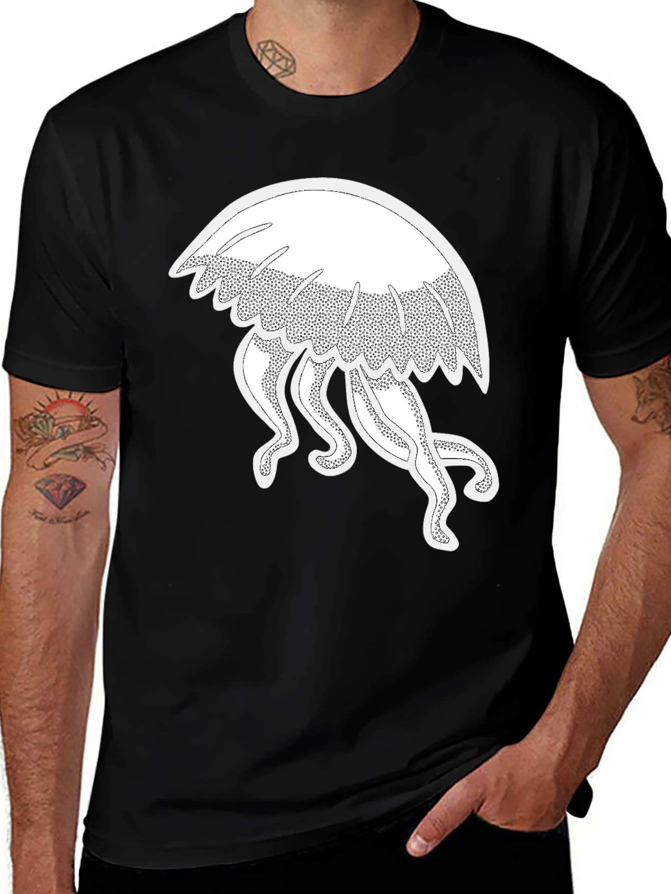 Variant 29 of Jellyfish Graphic Tee - Black Cotton T-Shirt