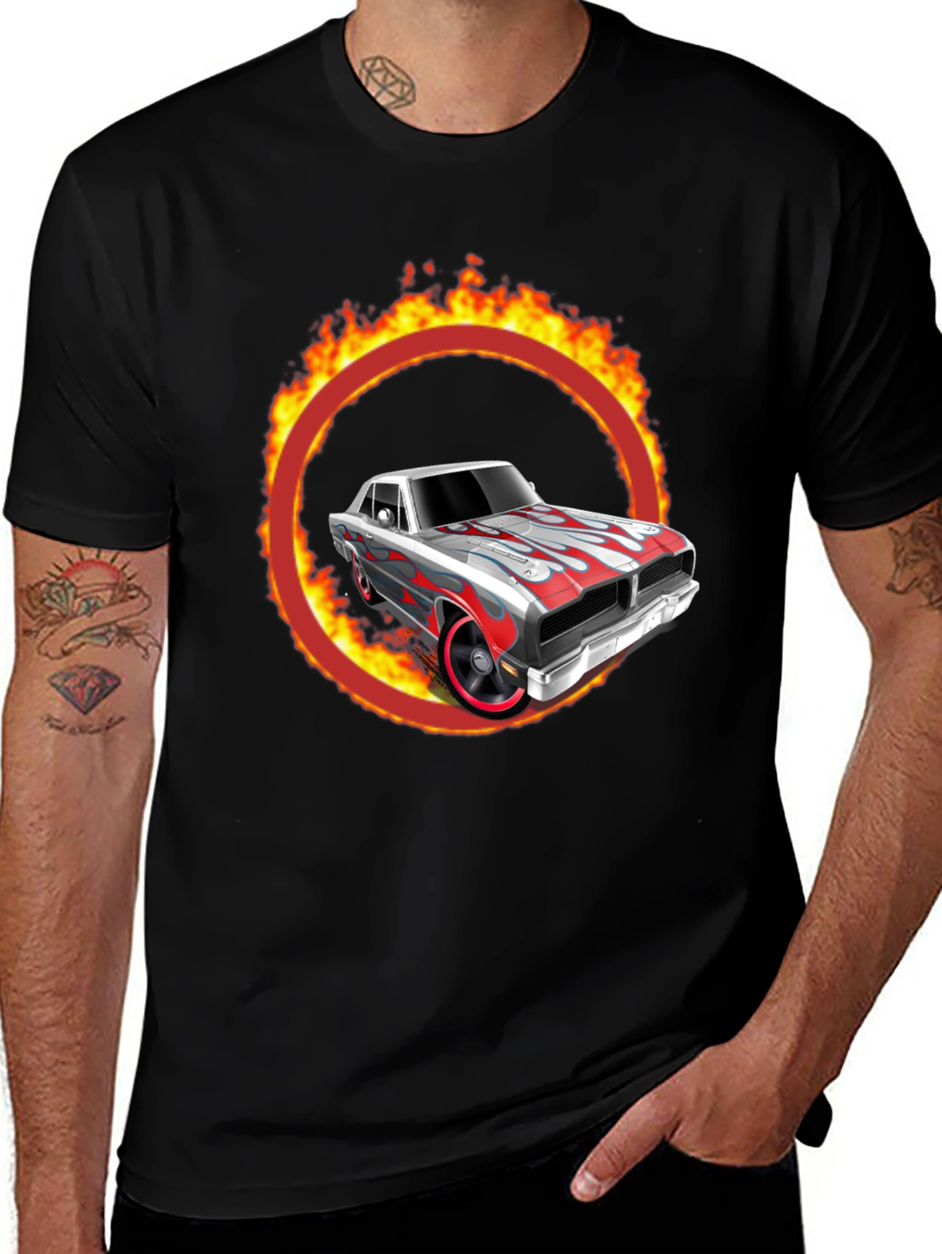 Variant 8 of Fiery Car Graphic T-Shirt - Classic Cool