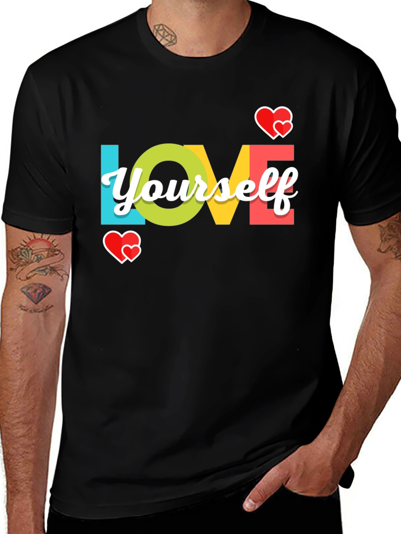 Love Yourself Graphic Tee - Black Cotton Comfort
