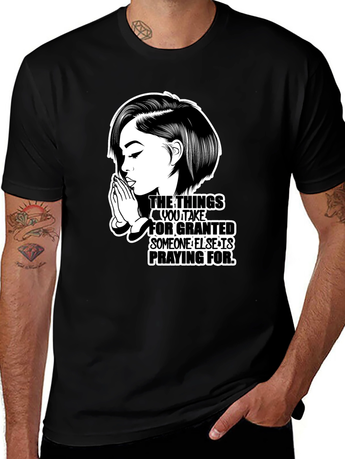 Black Praying Woman Graphic T-Shirt - Black main image