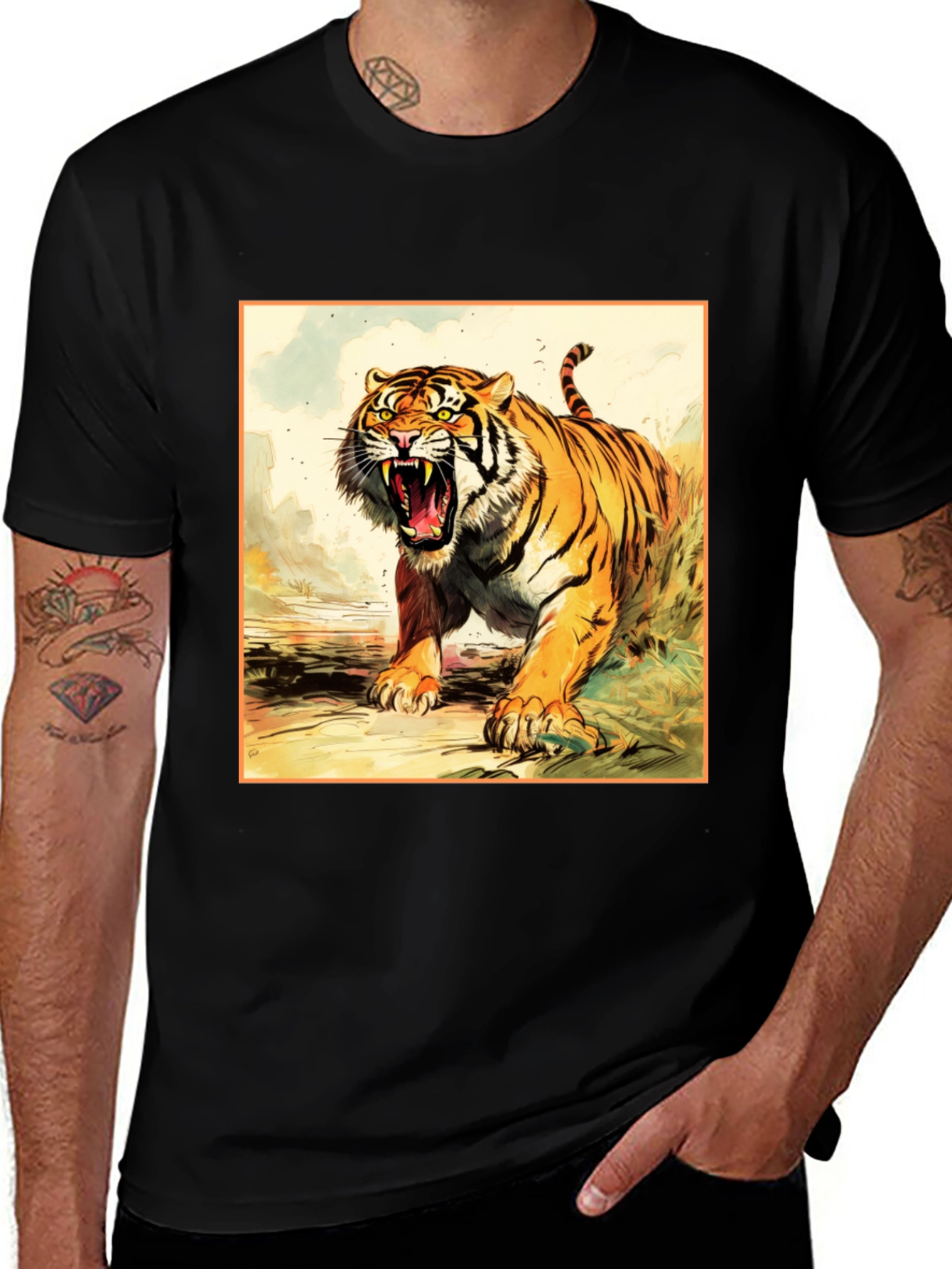 Variant 20 of Tiger Graphic Black T-Shirt