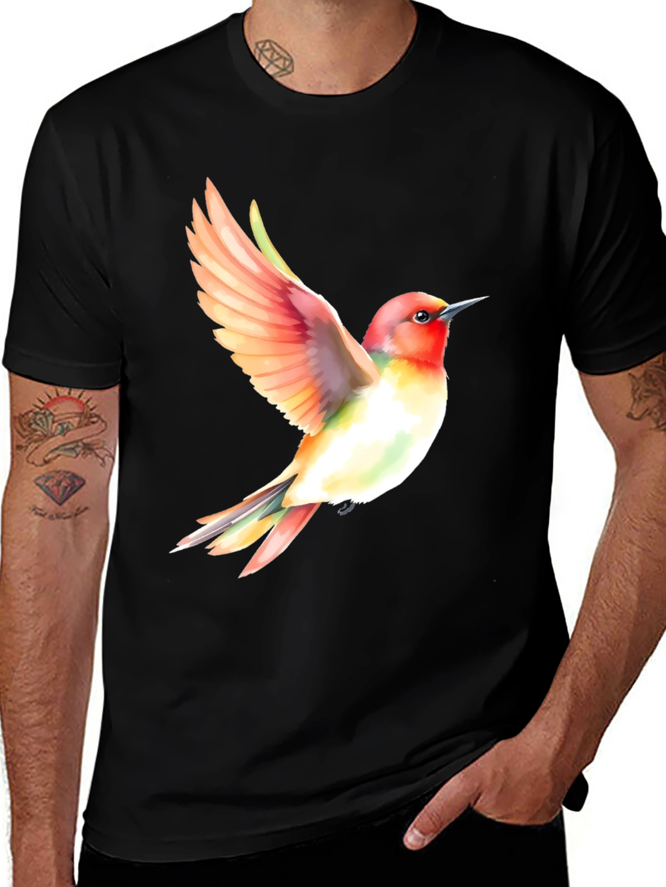 Variant 6 of Hummingbird Graphic Tee - Stylish Black T-Shirt