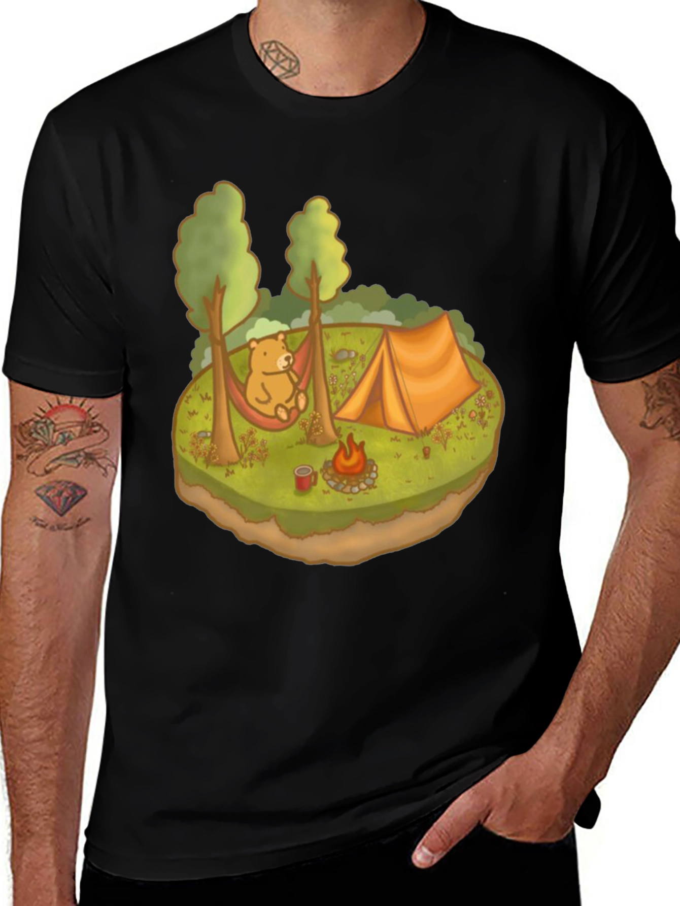 Variant 21 of Camping Bear Graphic Tee - Relaxed Outdoor Adventure