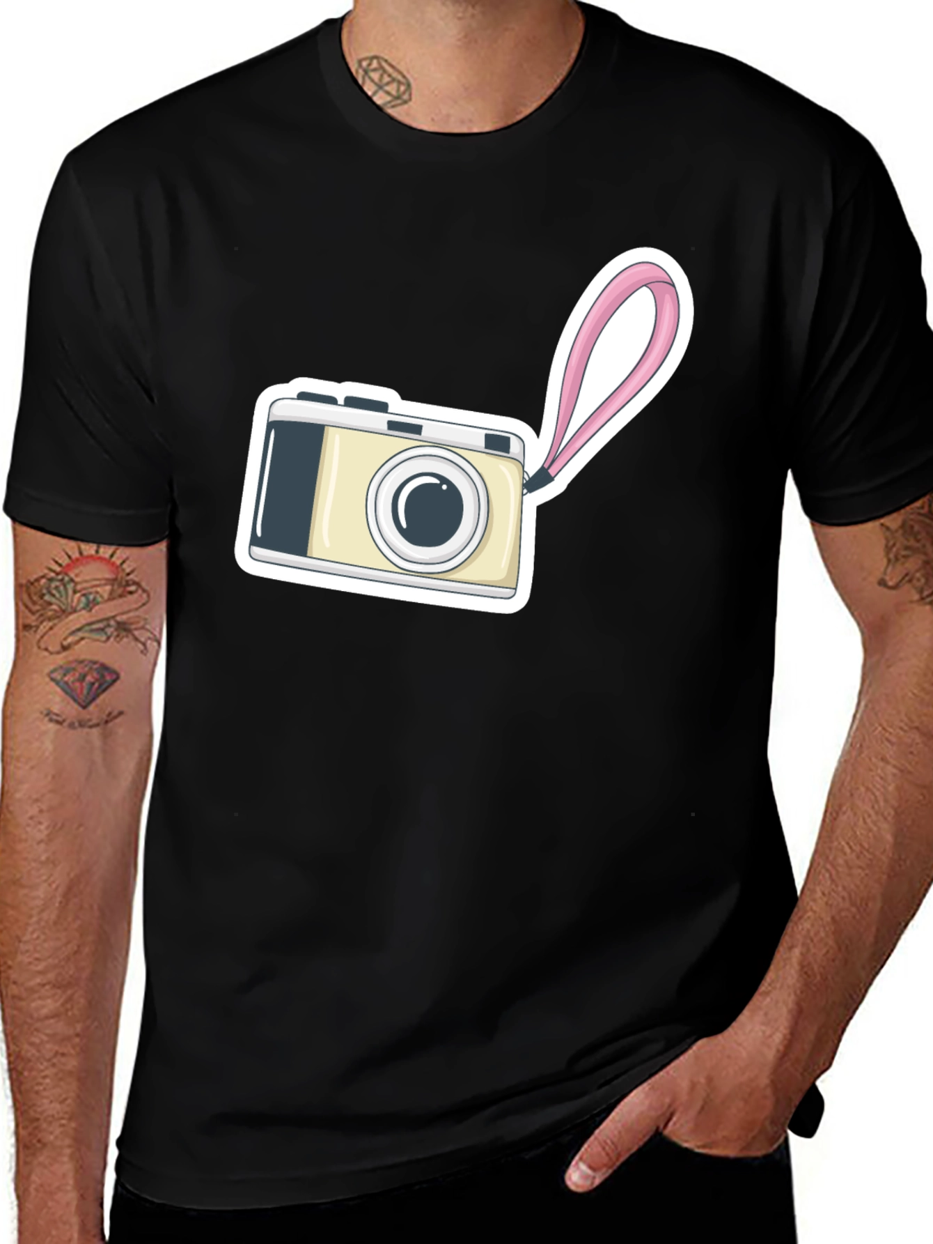 Variant 4 of Black T-Shirt with Camera Graphic Print