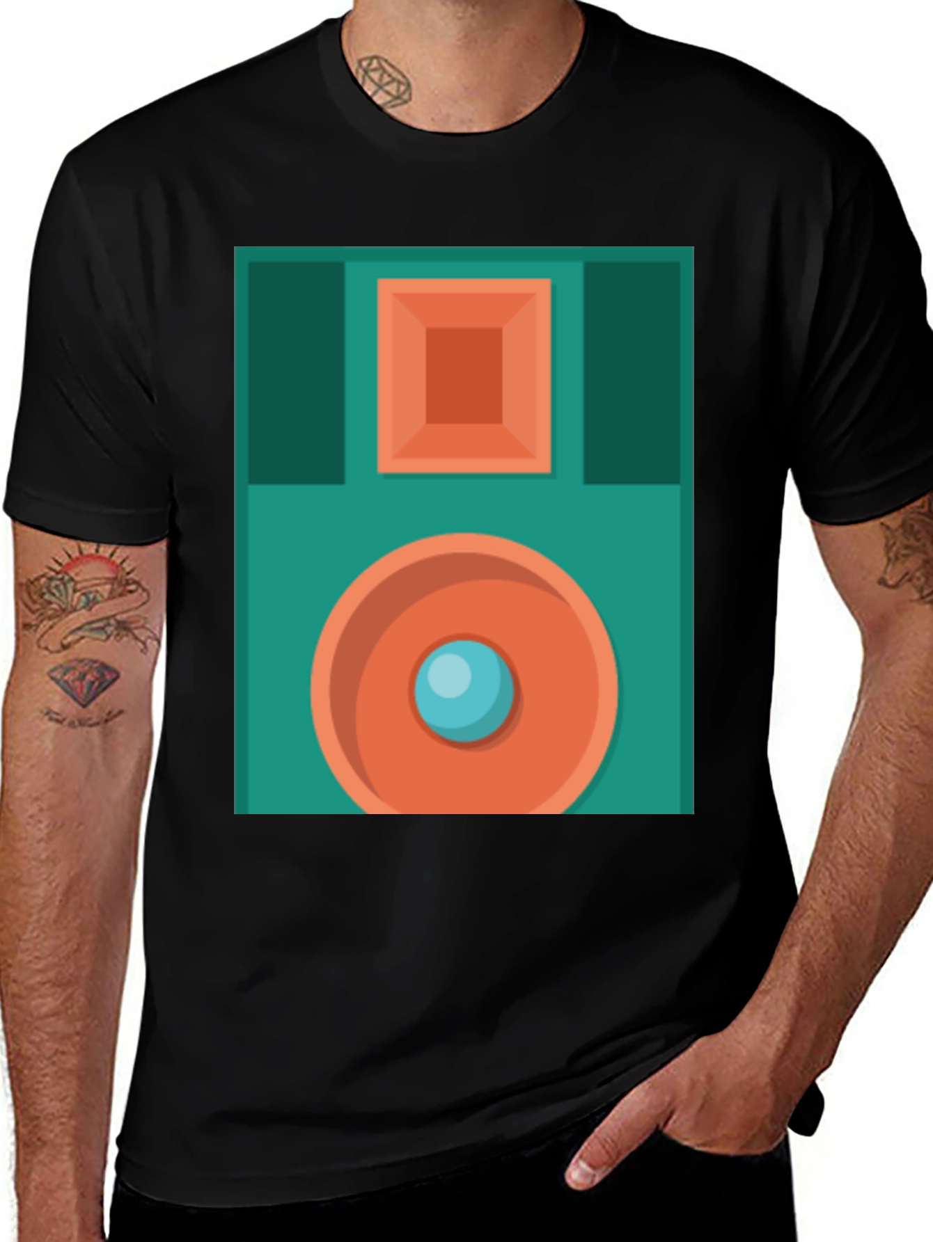 Variant 7 of Retro Floppy Disk Graphic T-Shirt - Black