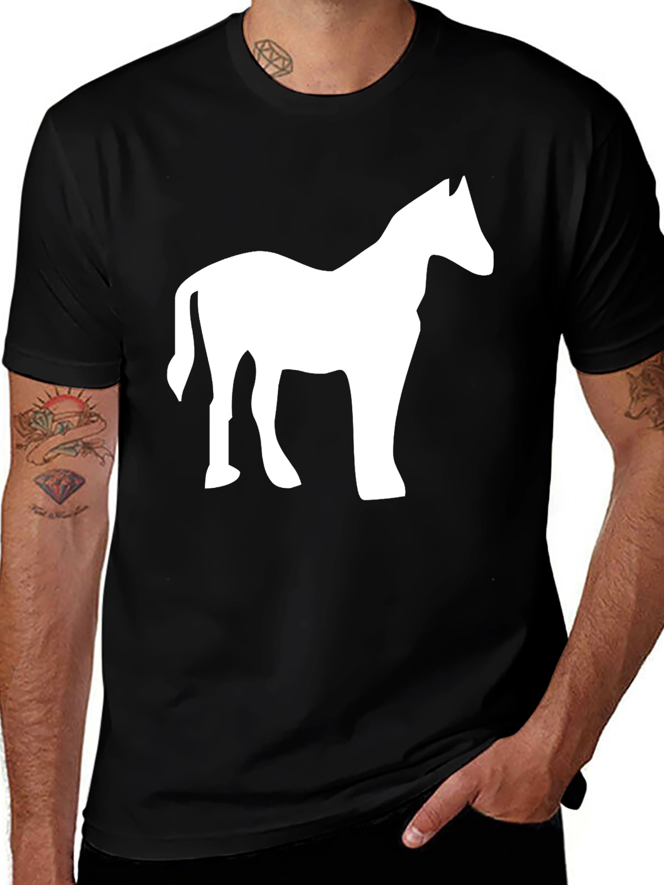 Variant 11 of Black Horse Graphic Tee - Stylish Men's T-Shirt