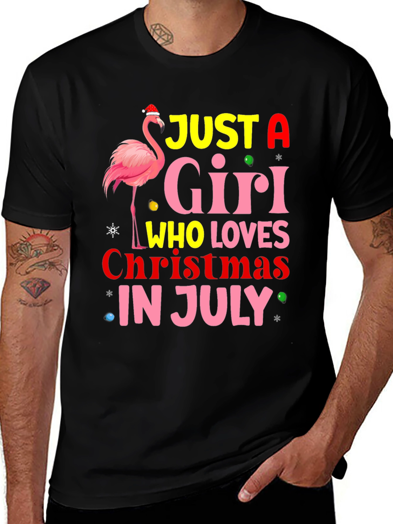 Just a Girl Who Loves Christmas in July Flamingo T-Shirt