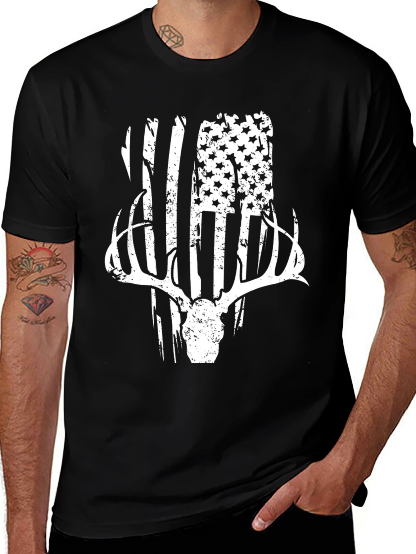 Variant 13 of Patriotic Deer Skull Graphic Tee