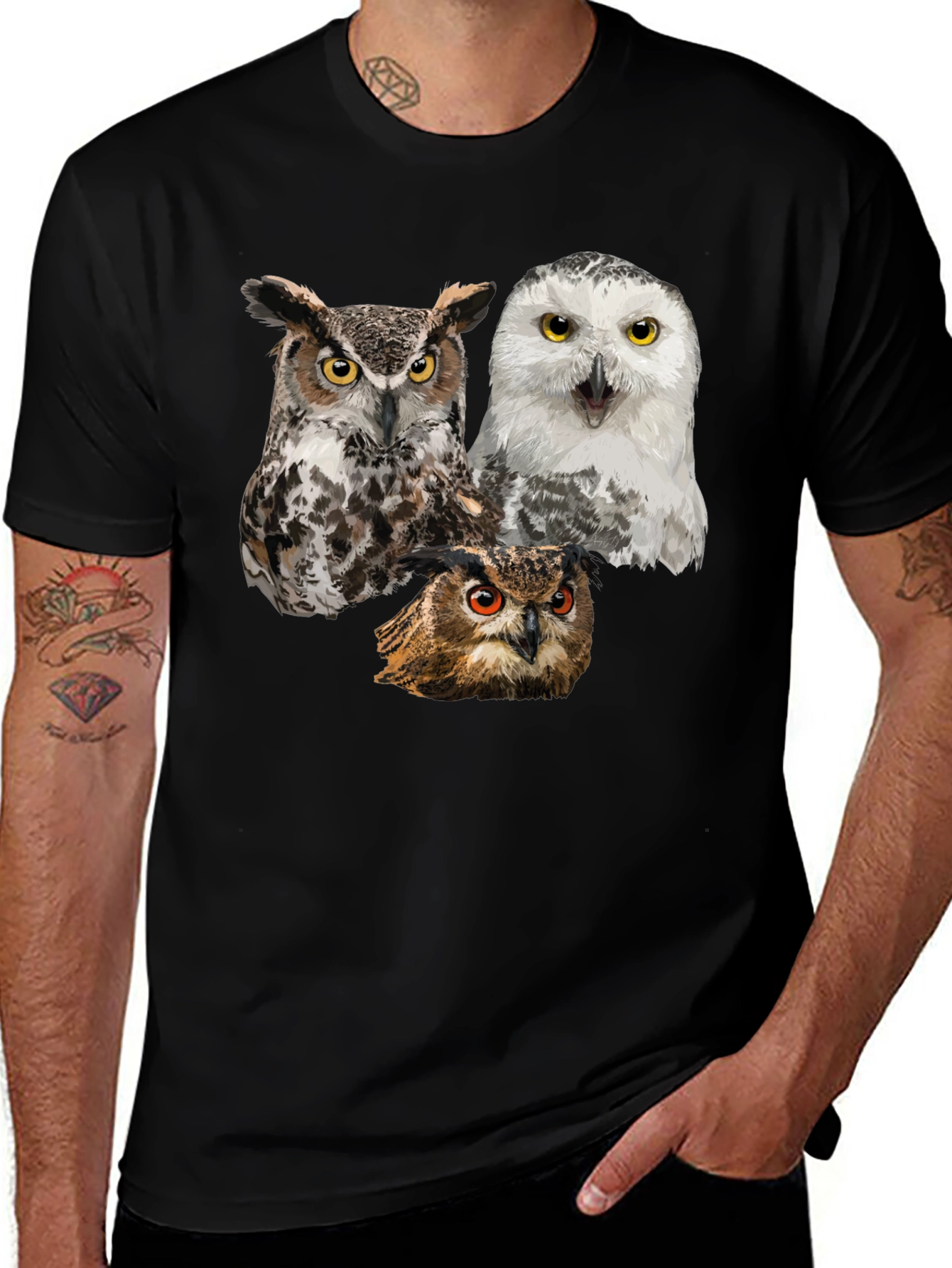 Black Owl T-Shirt - Unique Bird Design Tee main image