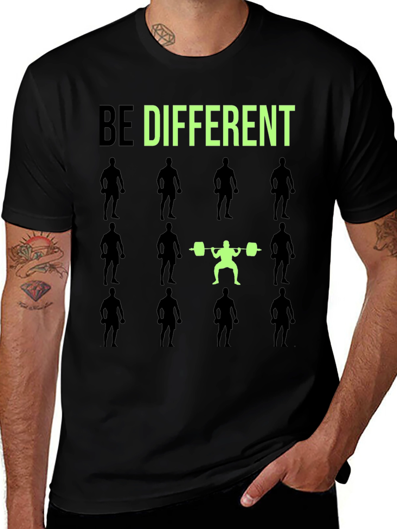 Variant 17 of Be Different Gym T-Shirt Weightlifting Squat Fitness Tee