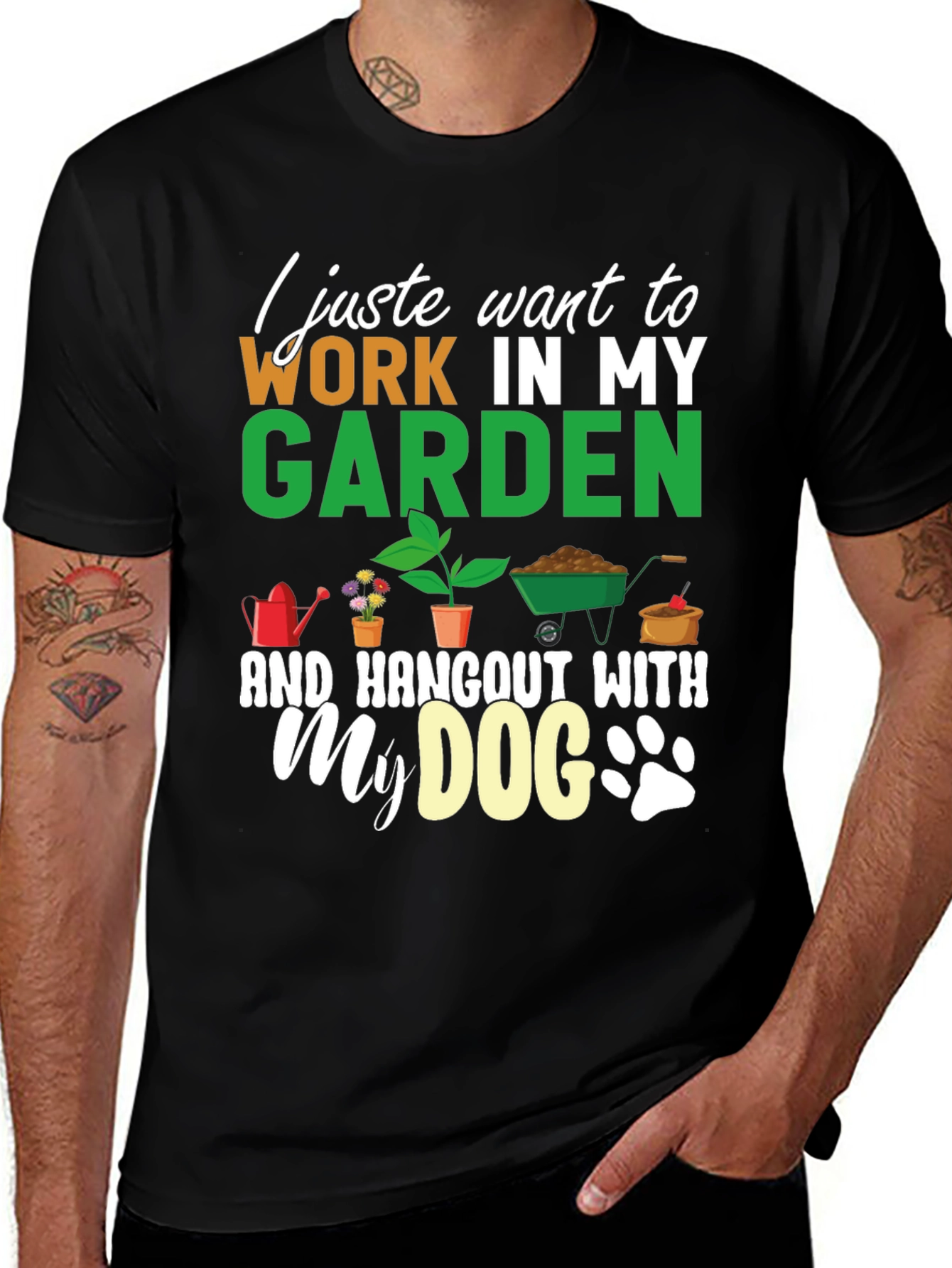 Gardening & Dog Lover T-Shirt: Work in My Garden Tee