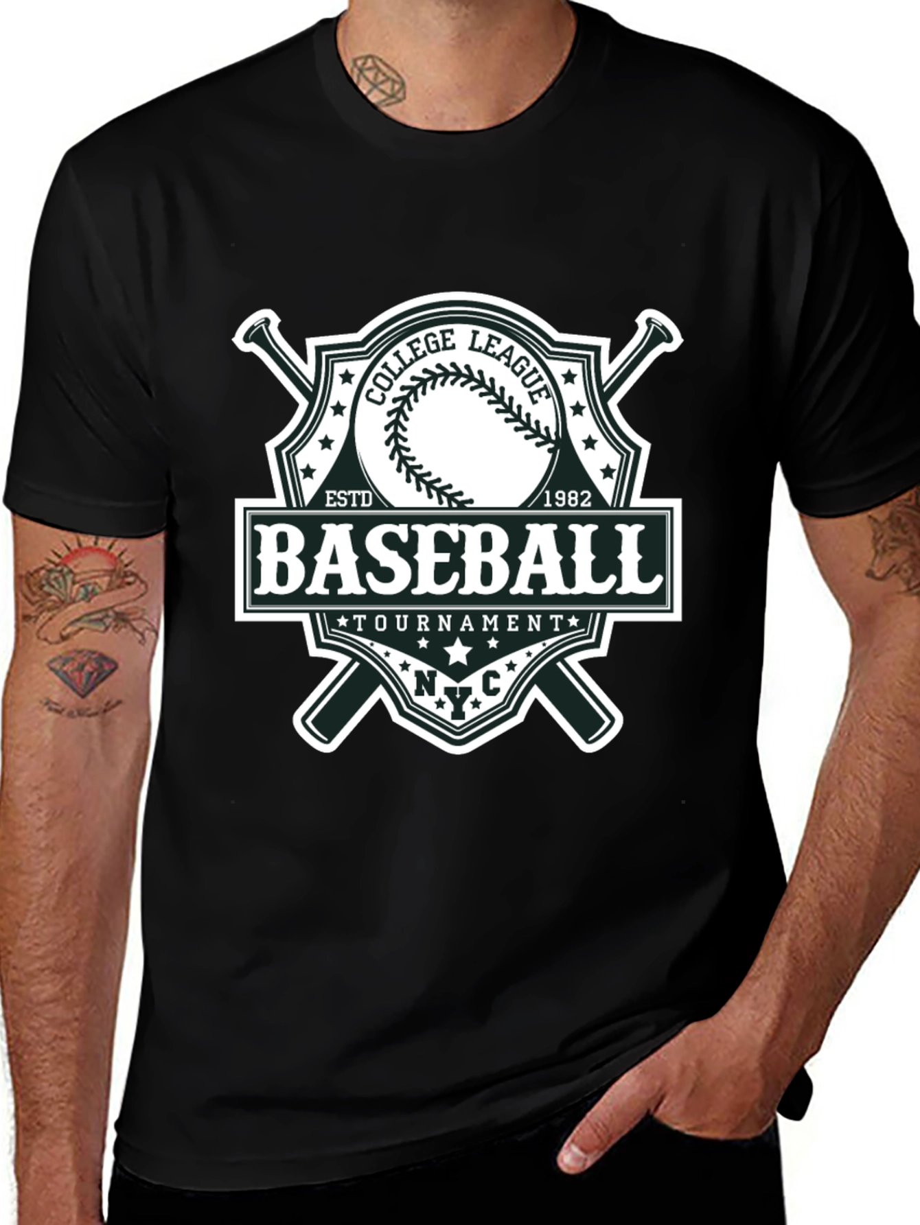 Variant 10 of Baseball League Tournament Black T-Shirt