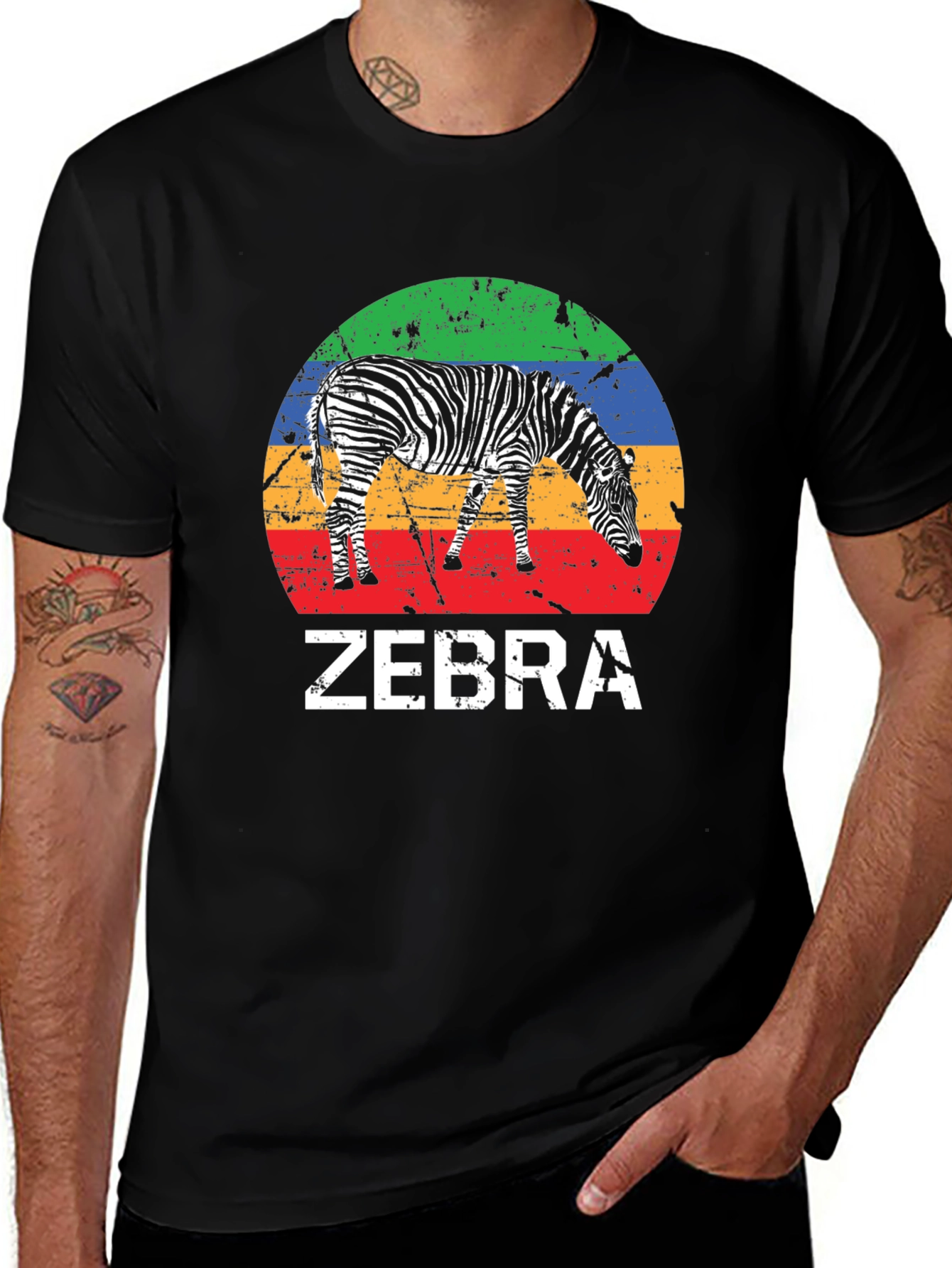 Variant 25 of Zebra Graphic Tee - Retro Sunset Design