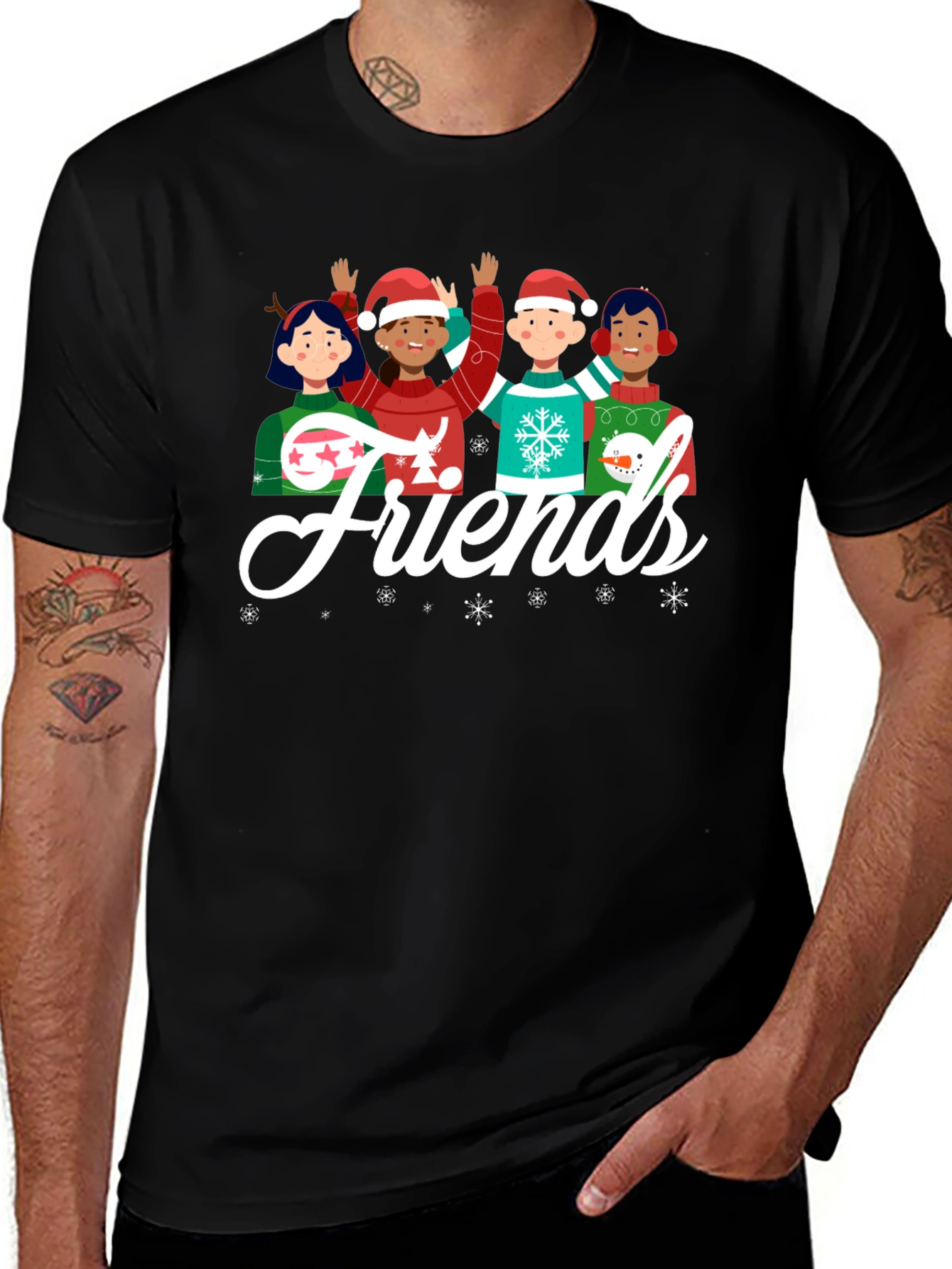 Variant 8 of Festive Friends Holiday Crew Neck T-Shirt