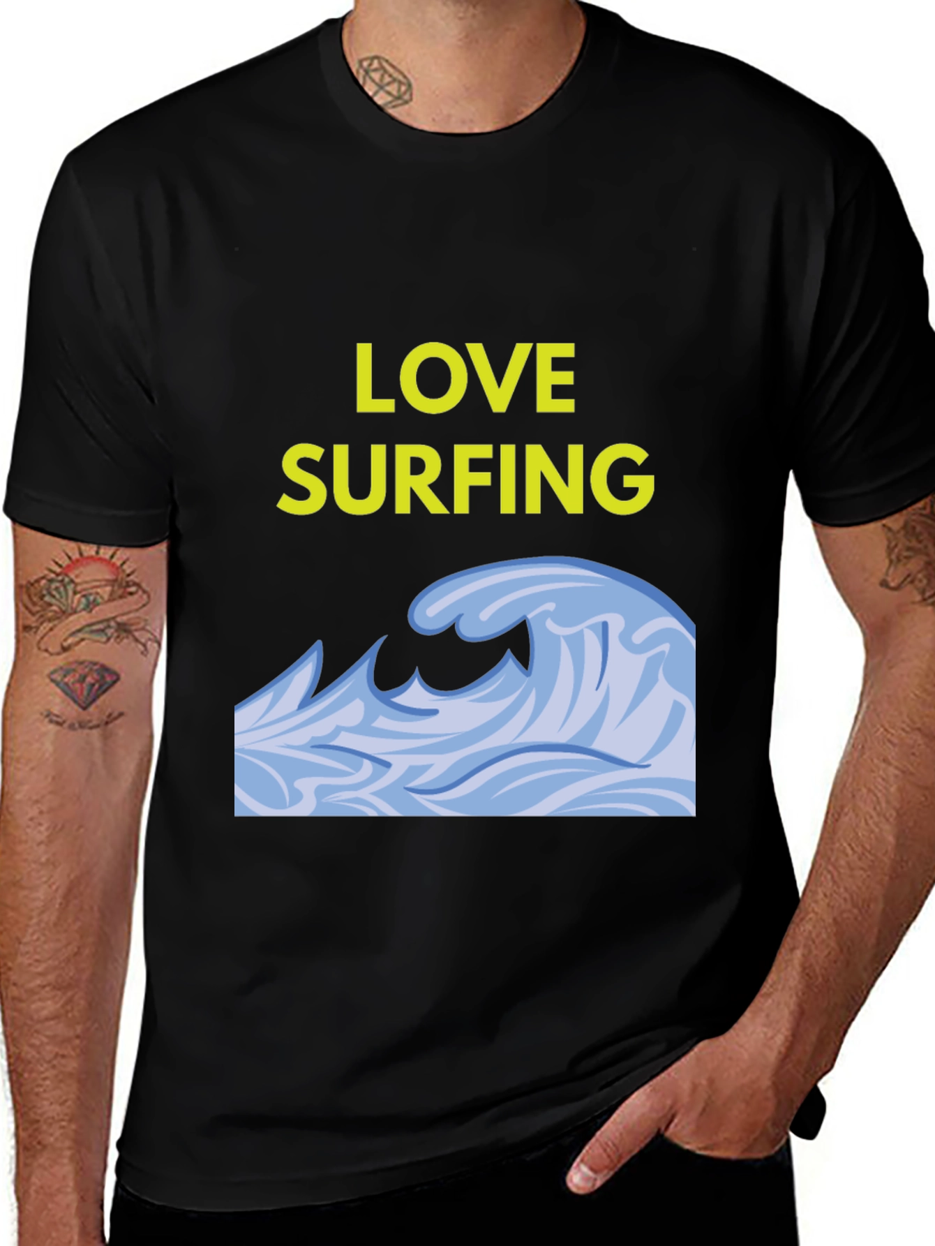 Variant 16 of Love Surfing Graphic Tee - Black Cotton T-Shirt
