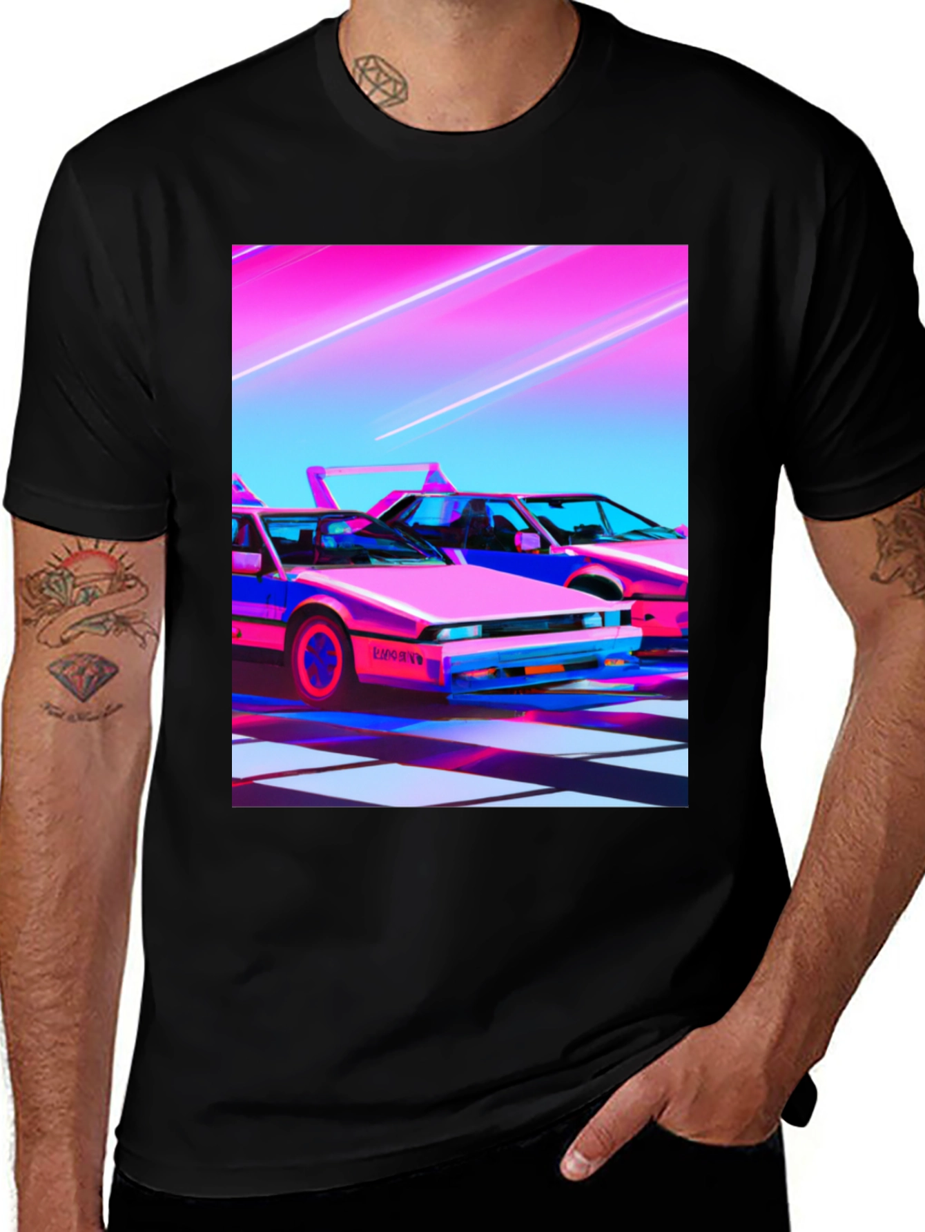 Variant 5 of Retro Wave Car Graphic Tee - Synthwave Vibes