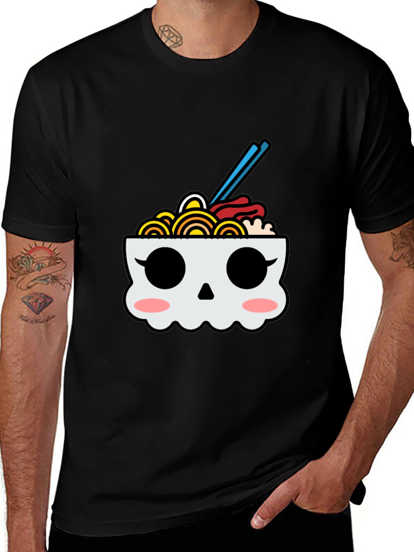 Ramen Skull Graphic Tee - Kawaii Foodie T-Shirt