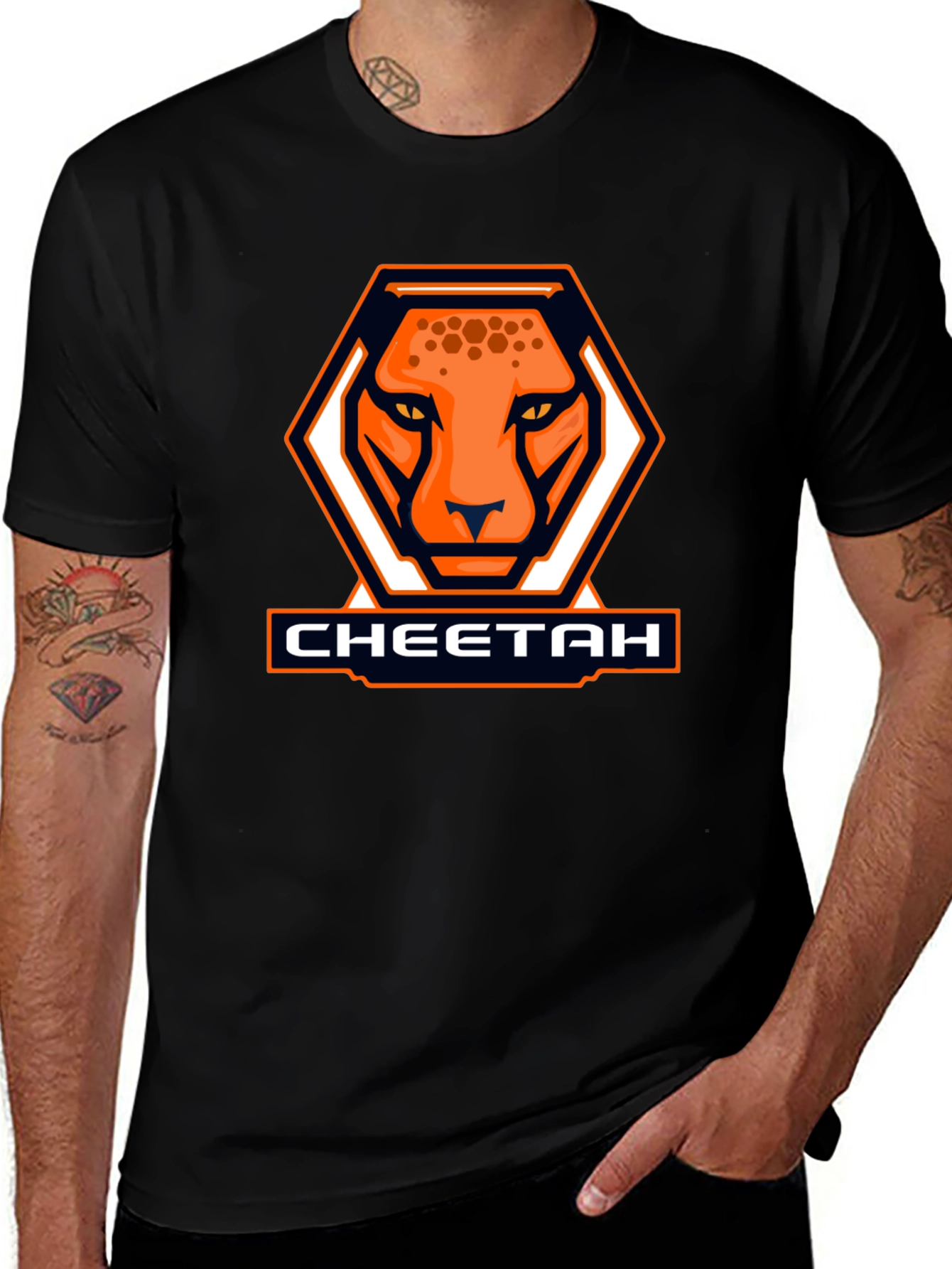 Variant 3 of Black Cheetah Graphic Tee - Cool Animal Print Shirt