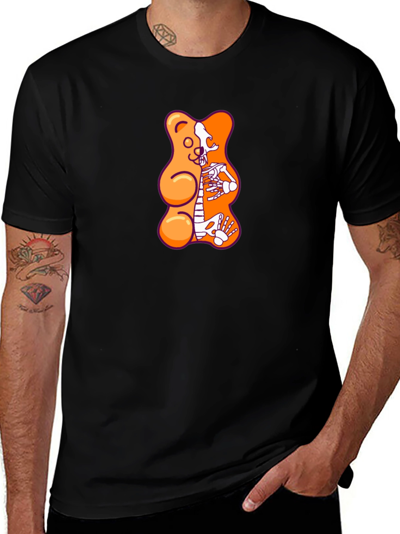 Variant 17 of Gummy Bear Skeleton Graphic T-Shirt - Black
