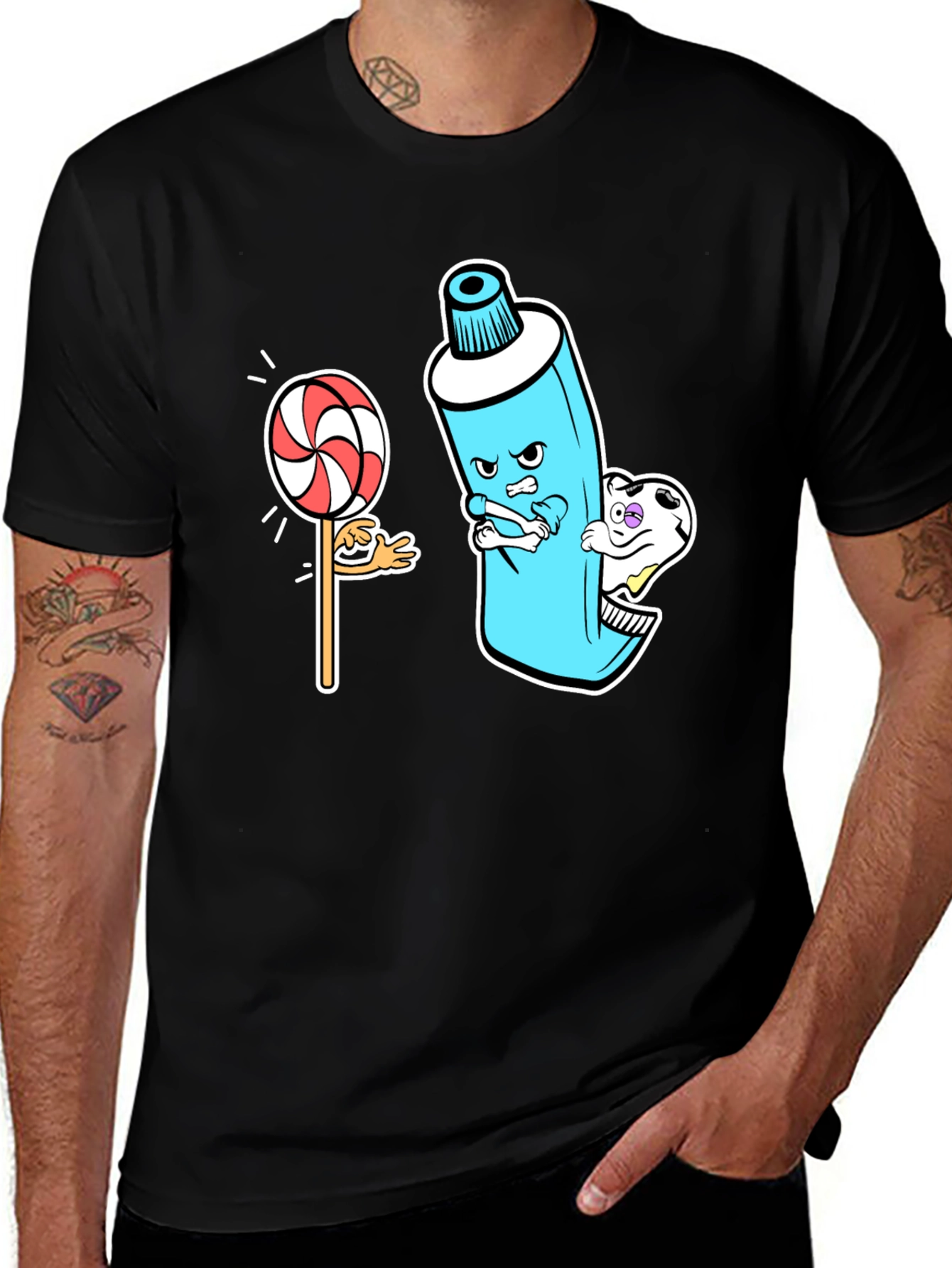 Variant 4 of Funny Toothpaste vs. Lollipop Graphic Tee