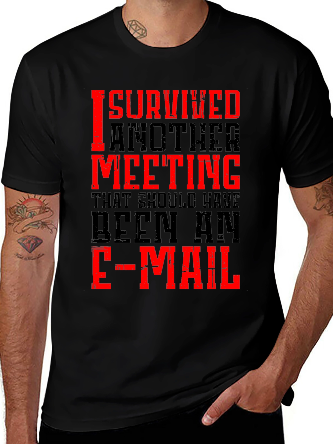 I Survived Another Meeting Black T-Shirt