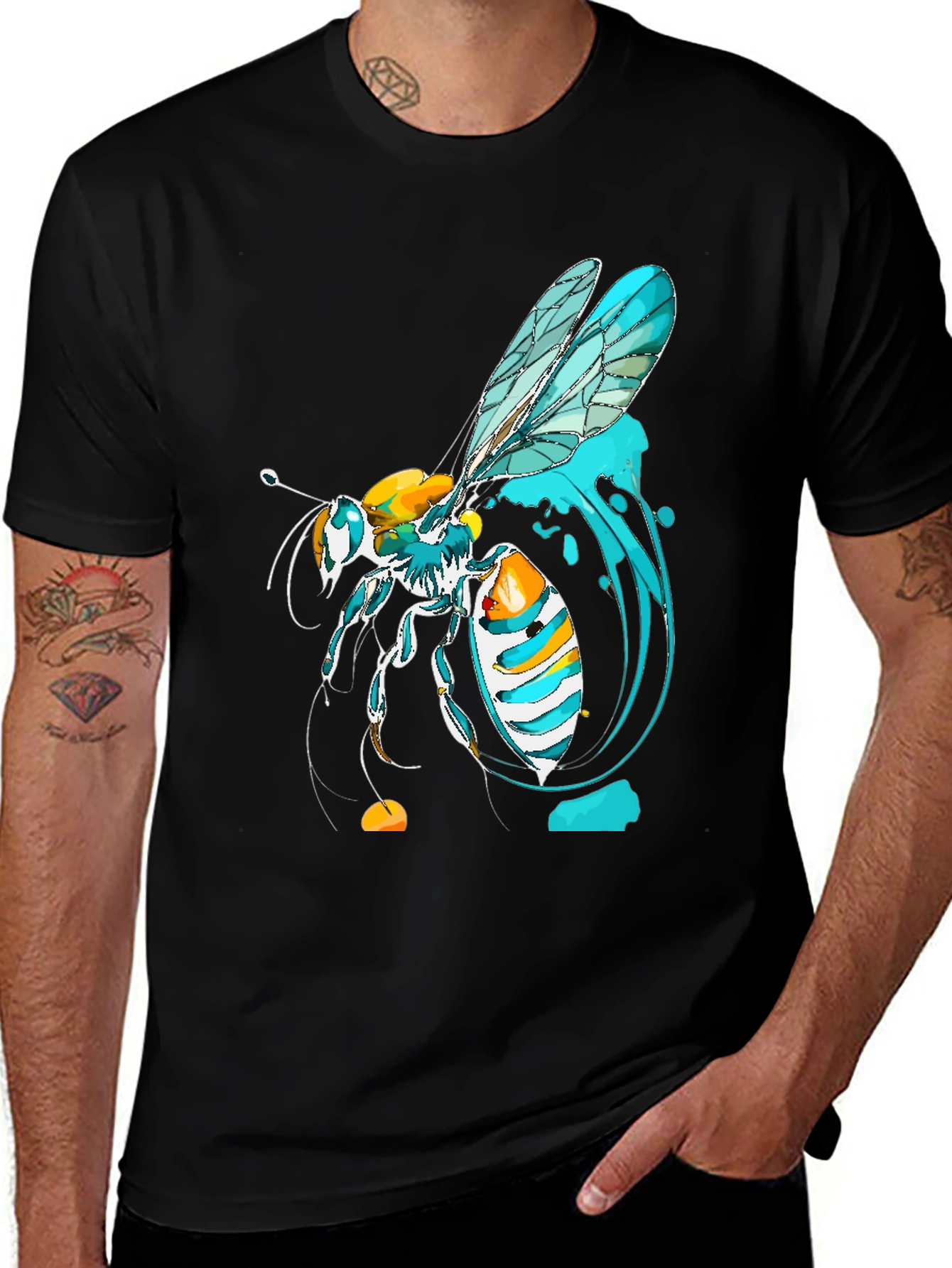 Variant 2 of Watercolor Bee Graphic Tee - Modern Print