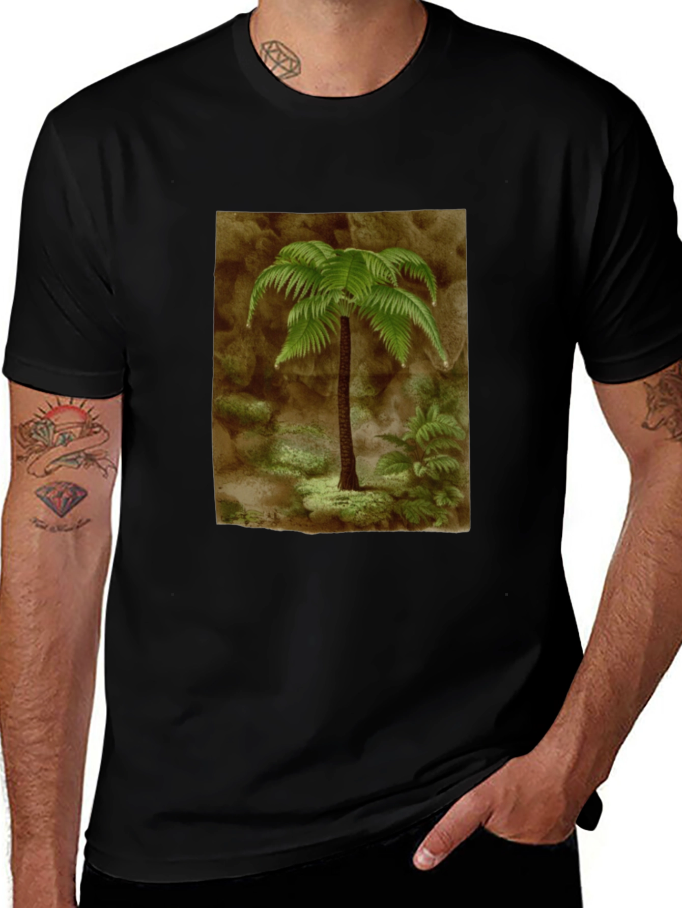 Variant 6 of Fern Graphic Black T-Shirt