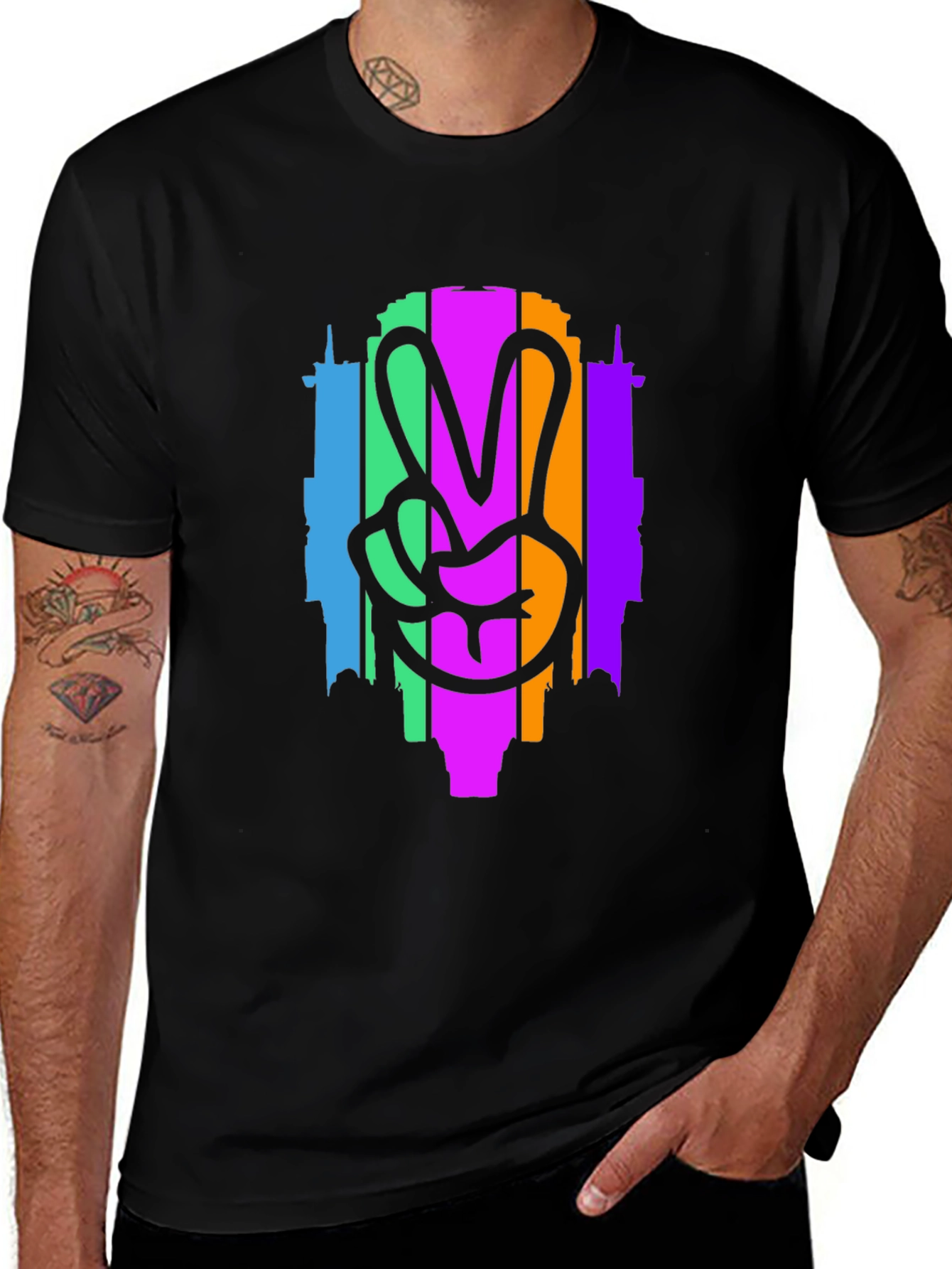 Variant 14 of Peace Sign Graphic Tee - Colorful Design