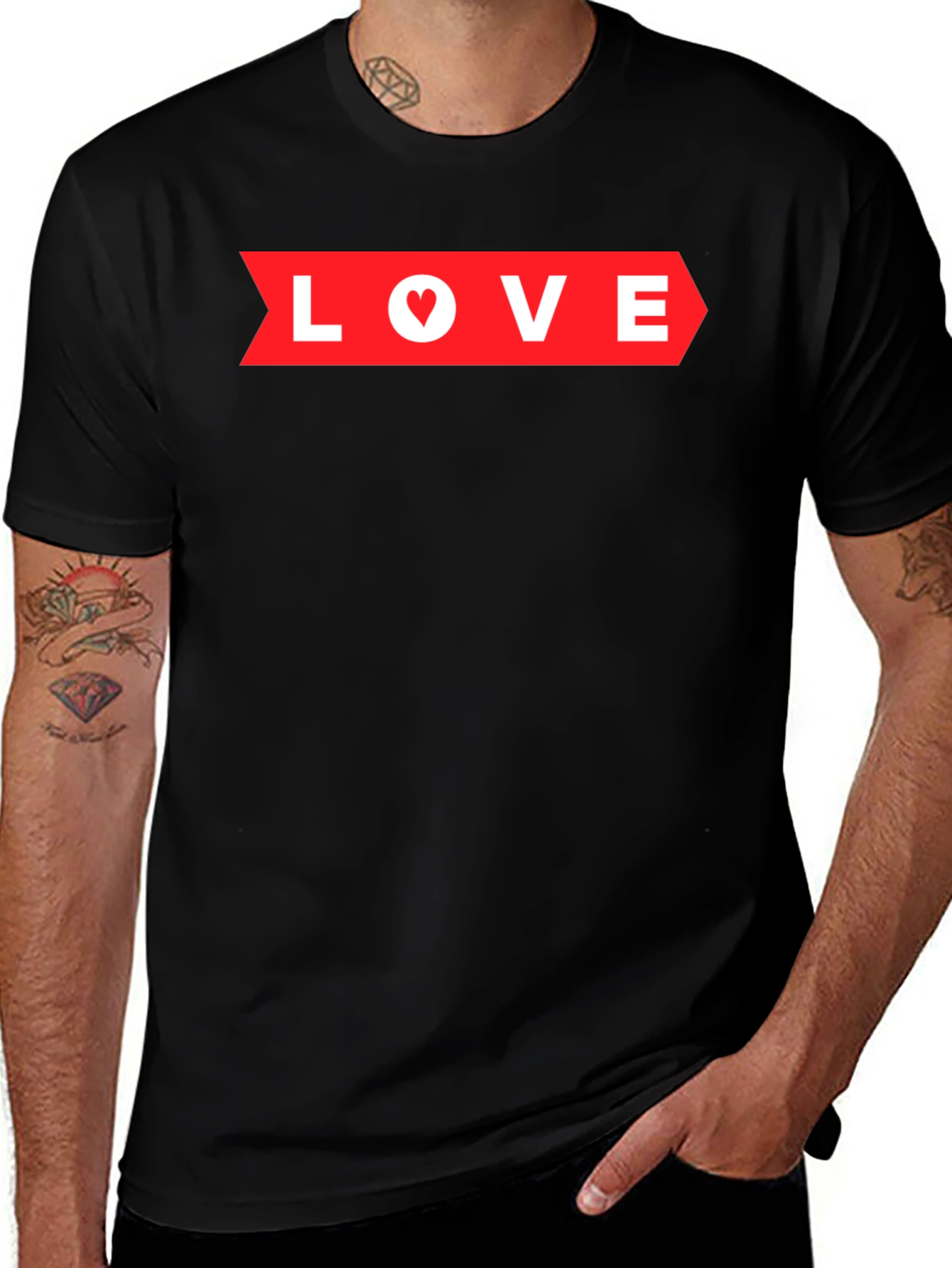Love Arrow Graphic Tee - Black, Heart Detail
