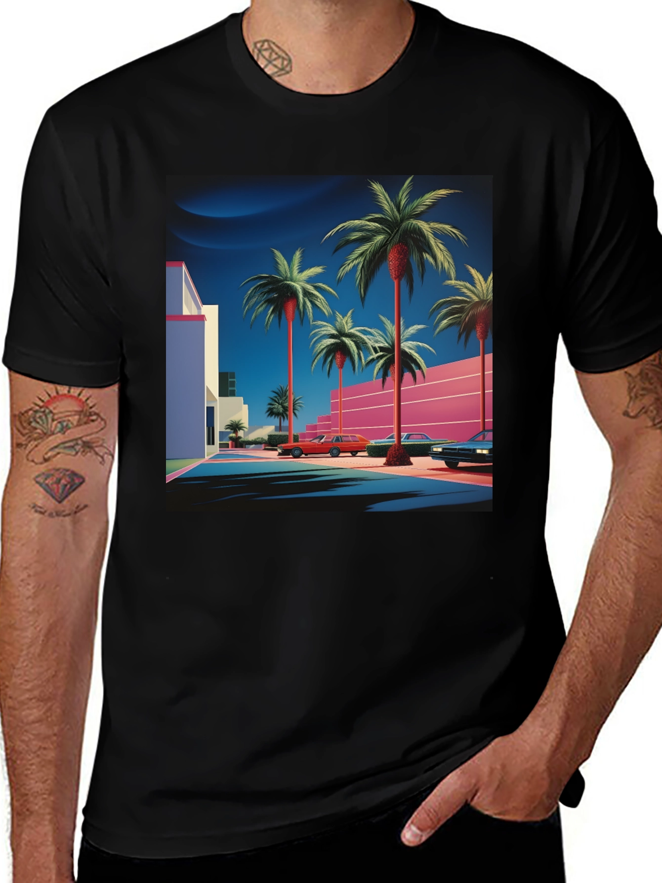 Retro Palm Tee - 80s Style