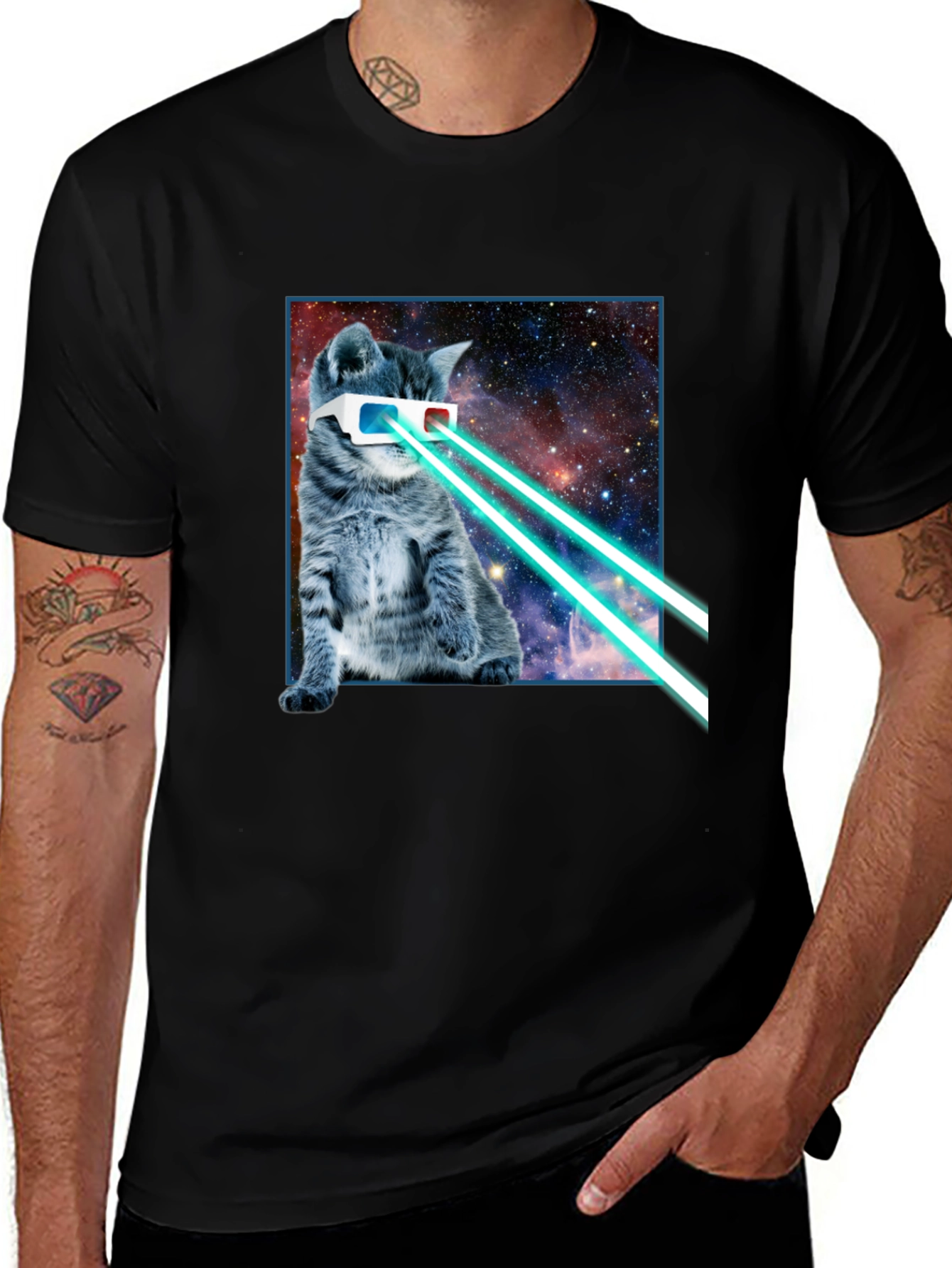 Variant 6 of Laser Cat T-Shirt - Galaxy Kitten